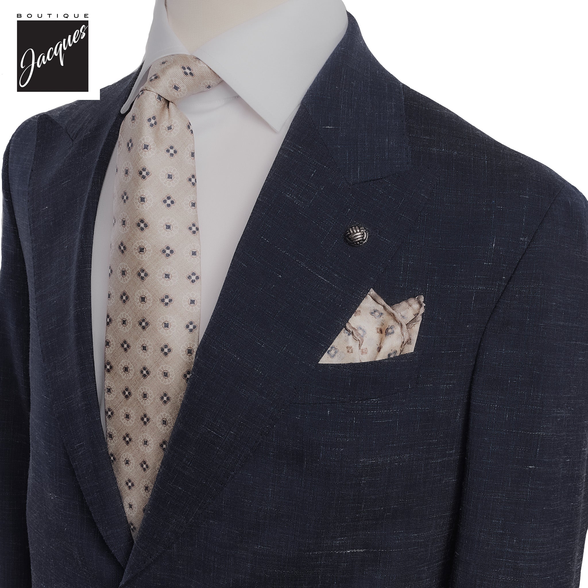 Blue Melange Neat Ivan Contemporary Fit Unconstructed Wool-Linen Suit - Jack Victor - Image 2