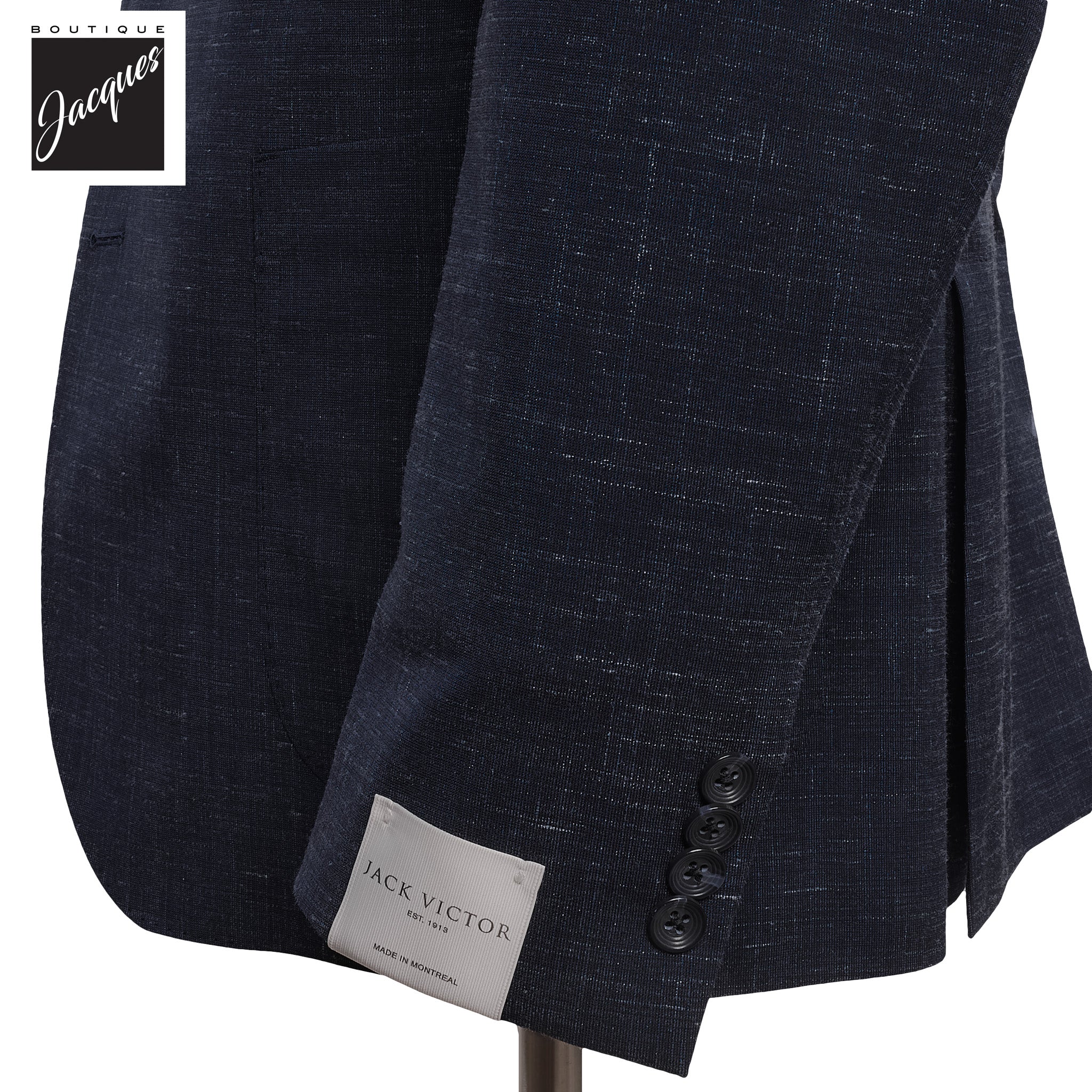 Blue Melange Neat Ivan Contemporary Fit Unconstructed Wool-Linen Suit - Jack Victor - Image 3
