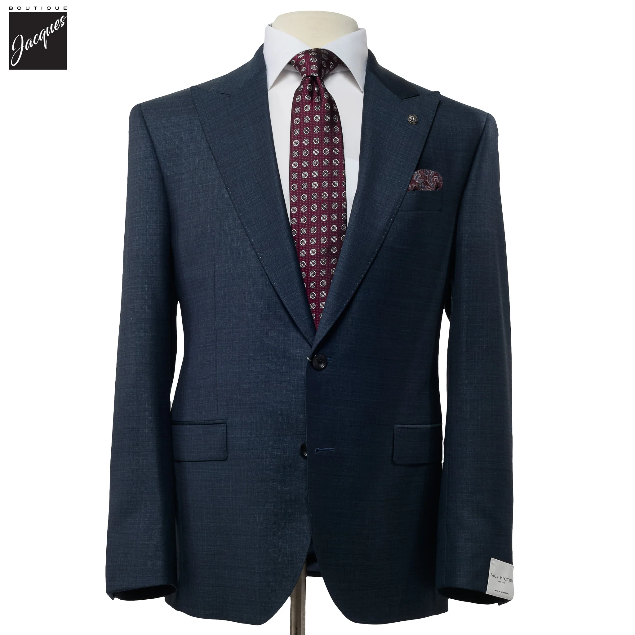 Blue Mélange Neat Super 130s Wool Engel Modern Fit Suit - Jack Victor
