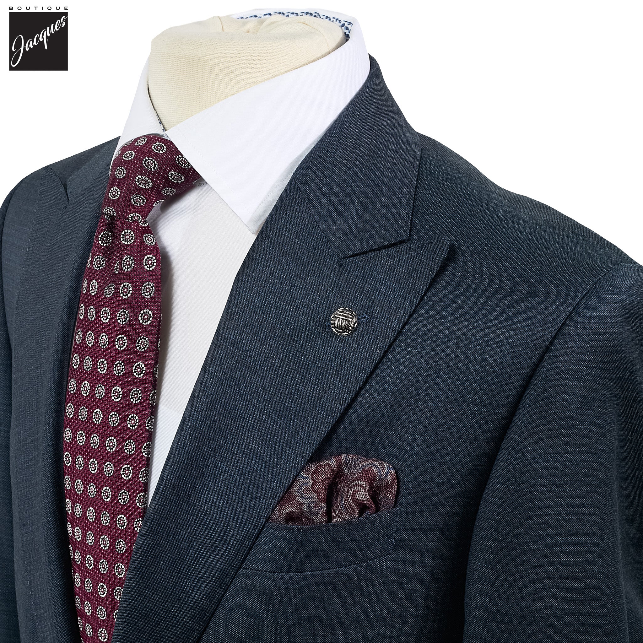 Blue Mélange Neat Super 130s Wool Engel Modern Fit Suit - Jack Victor - Image 2