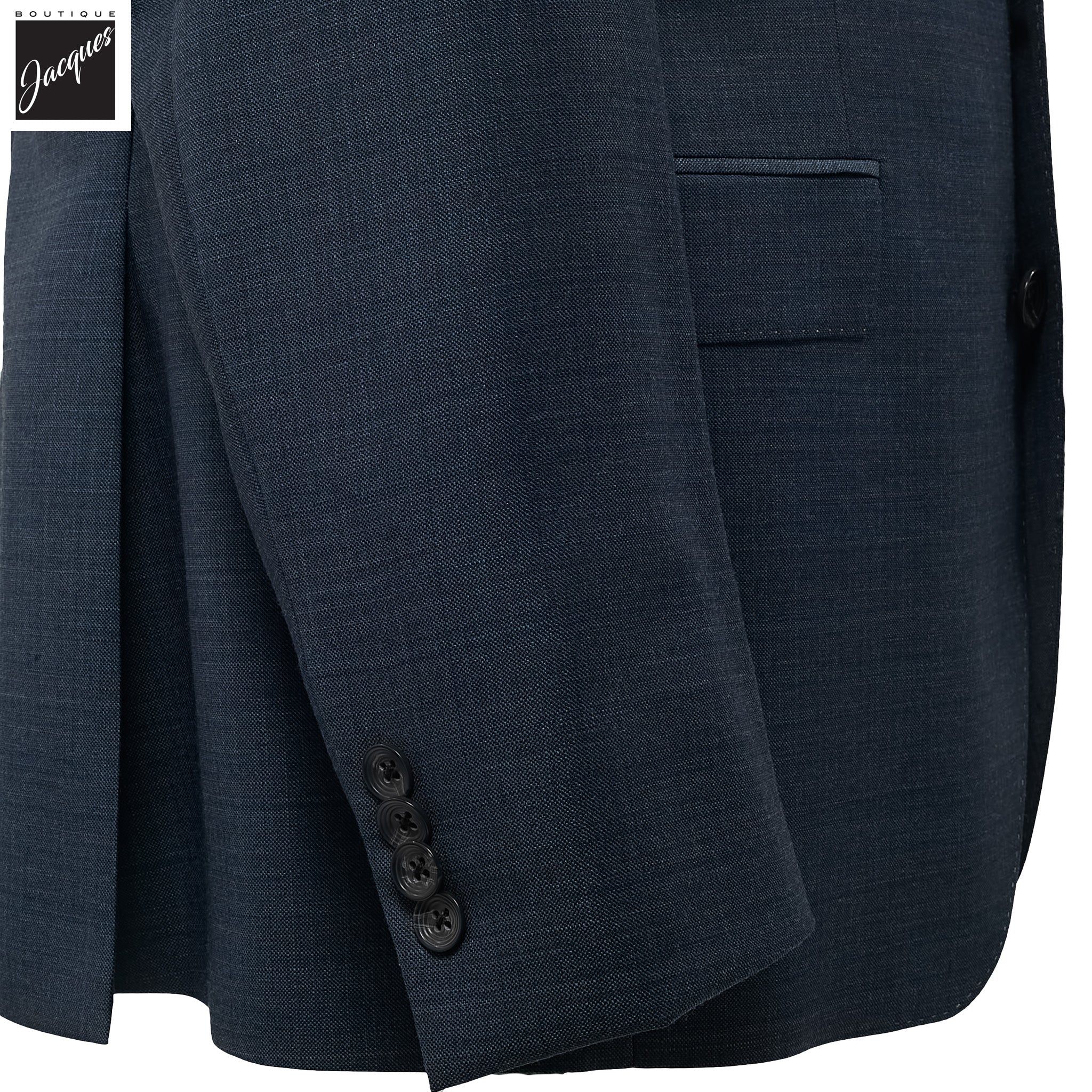 Blue Mélange Neat Super 130s Wool Engel Modern Fit Suit - Jack Victor - Image 3