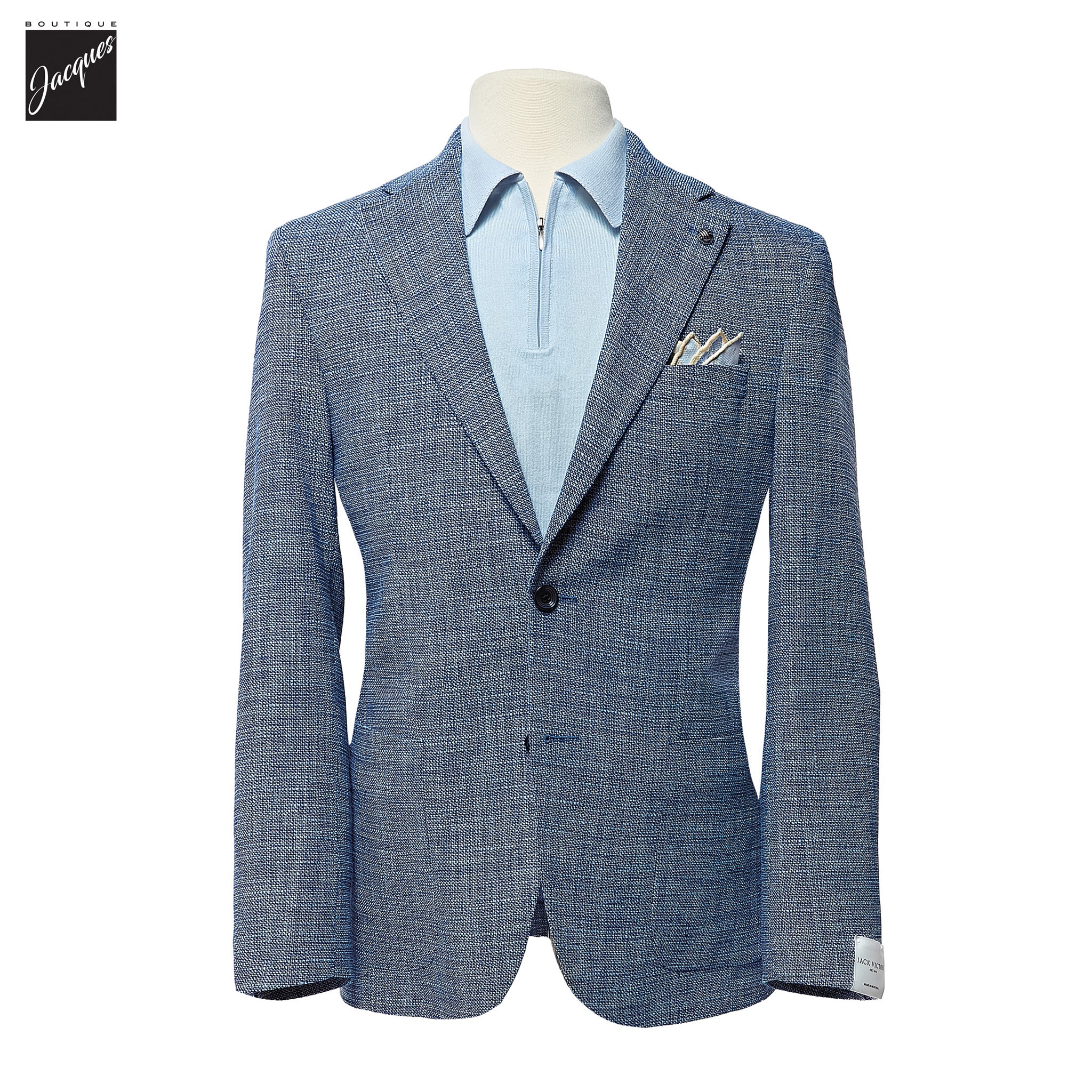 Blue Mélange Wool/Silk/Cotton Morton Contemporary Fit Sport Jacket - Jack Victor