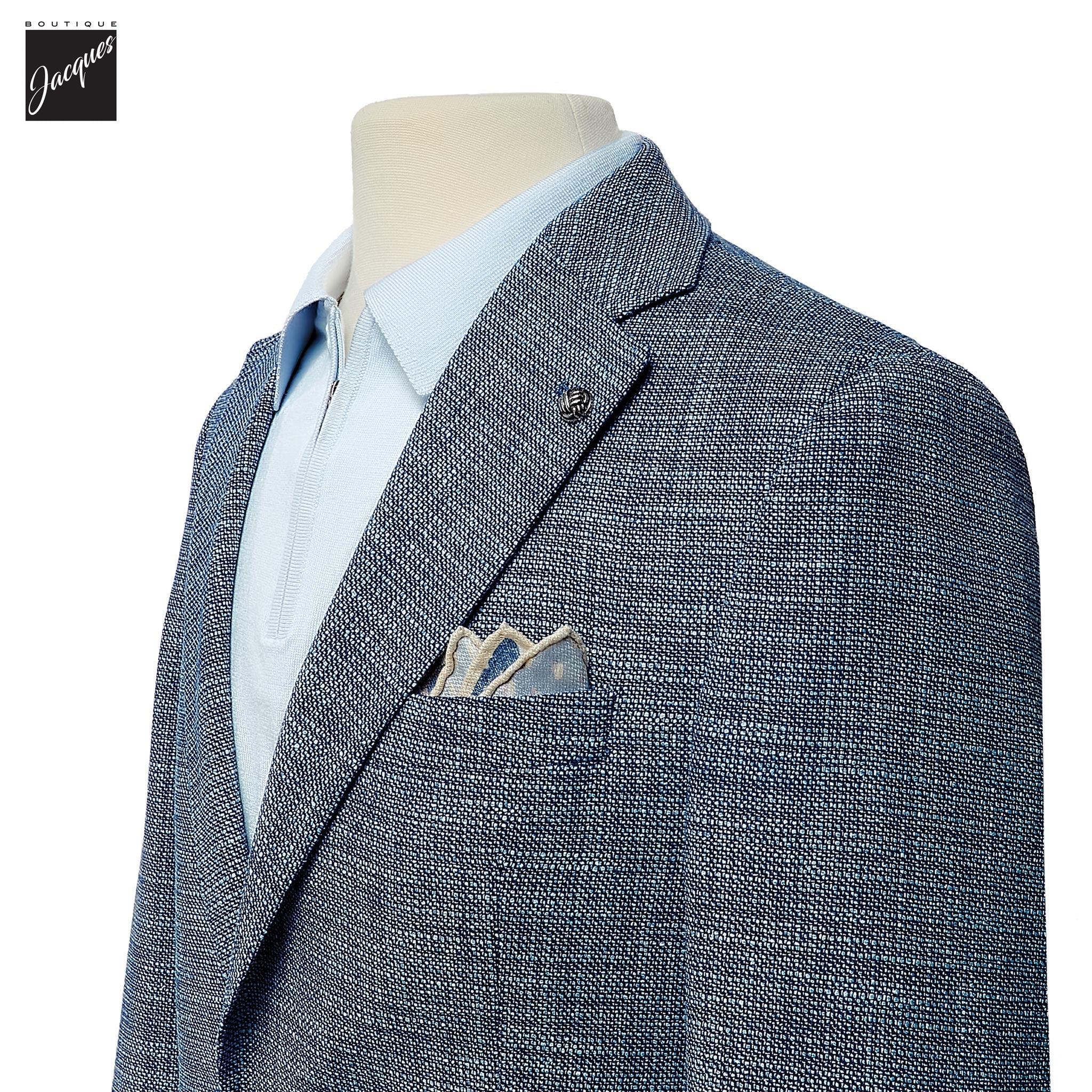 Blue Mélange Wool/Silk/Cotton Morton Contemporary Fit Sport Jacket - Jack Victor - Image 2