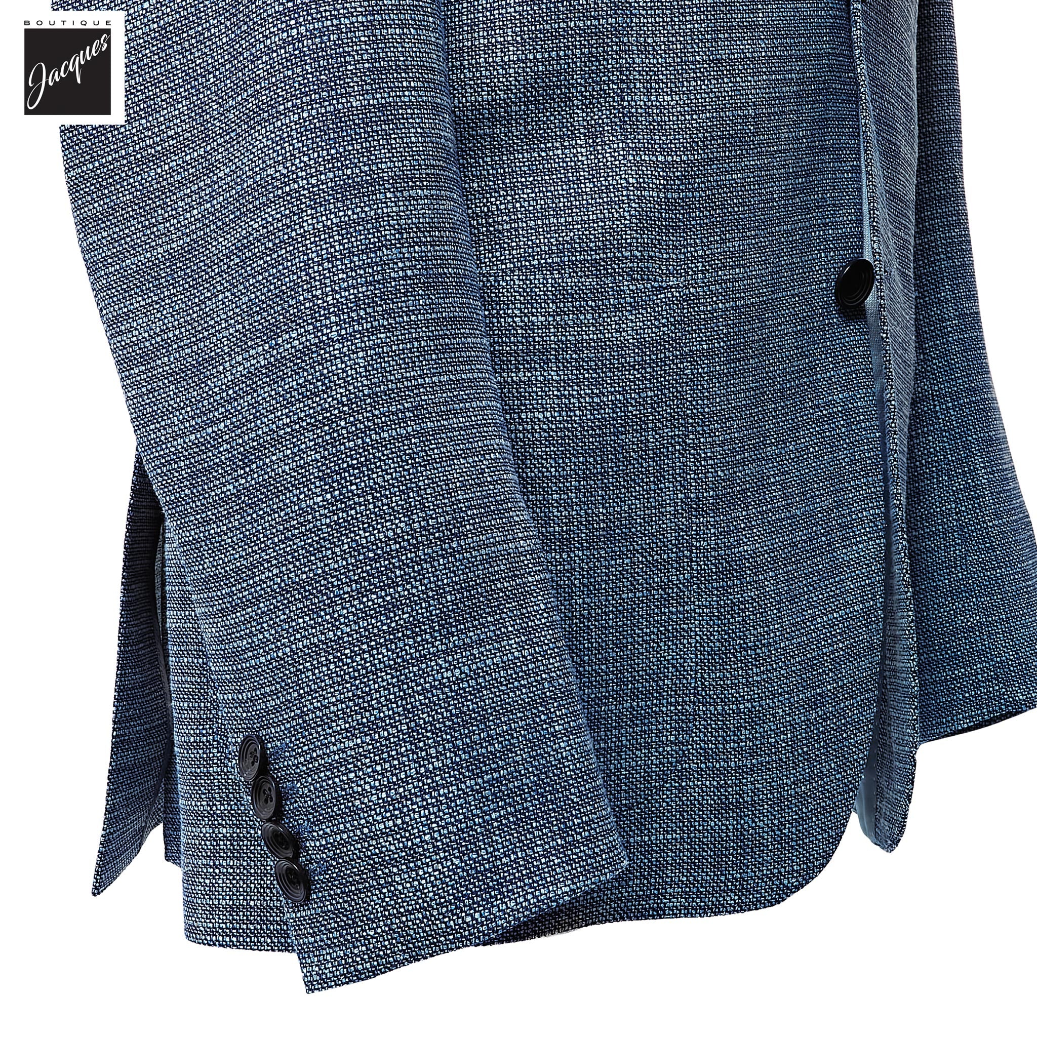 Blue Mélange Wool/Silk/Cotton Morton Contemporary Fit Sport Jacket - Jack Victor - Image 3