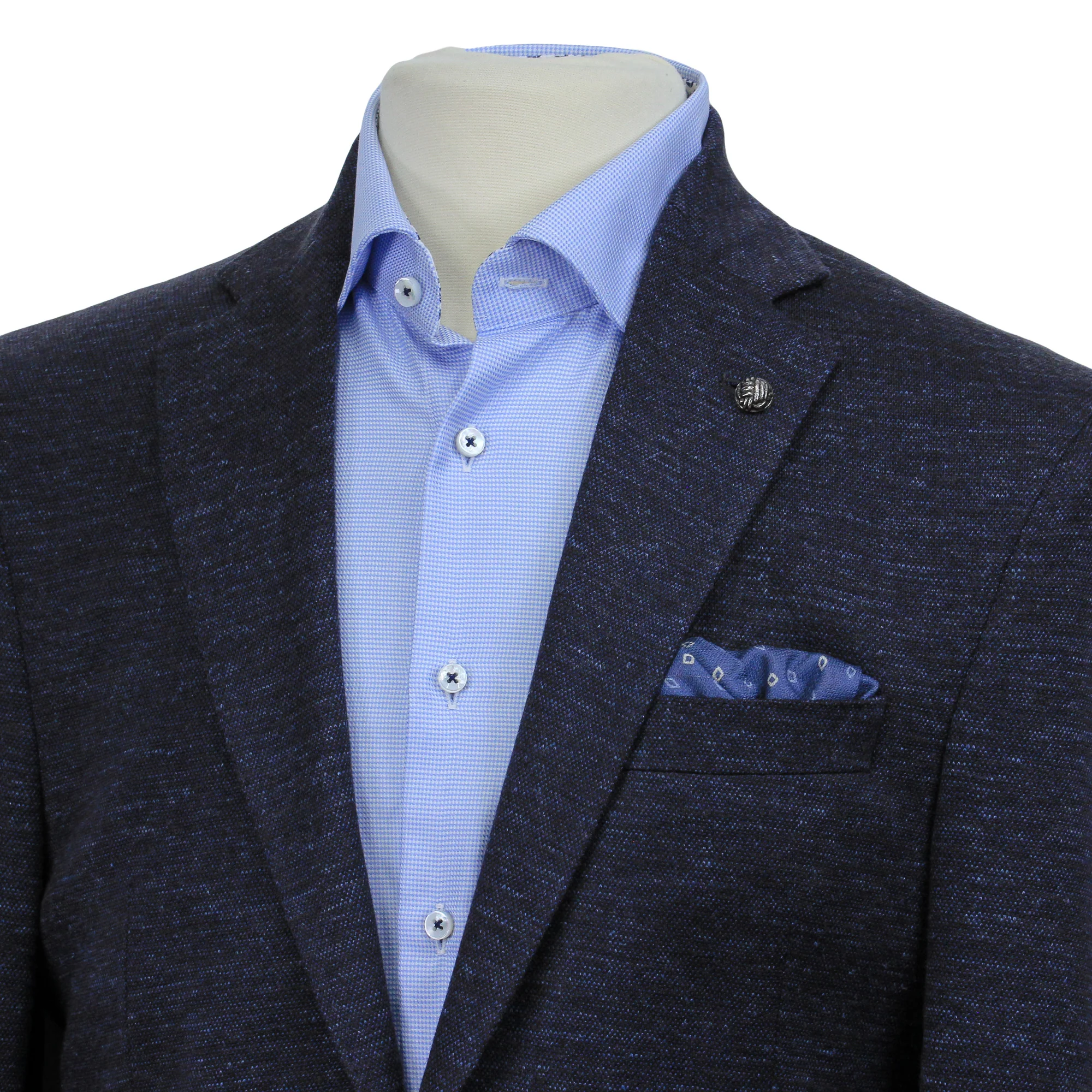 Blue Mélange Wool & Silk Hartford Contemporary Fit Sport Coat - Jack Victor - Image 2