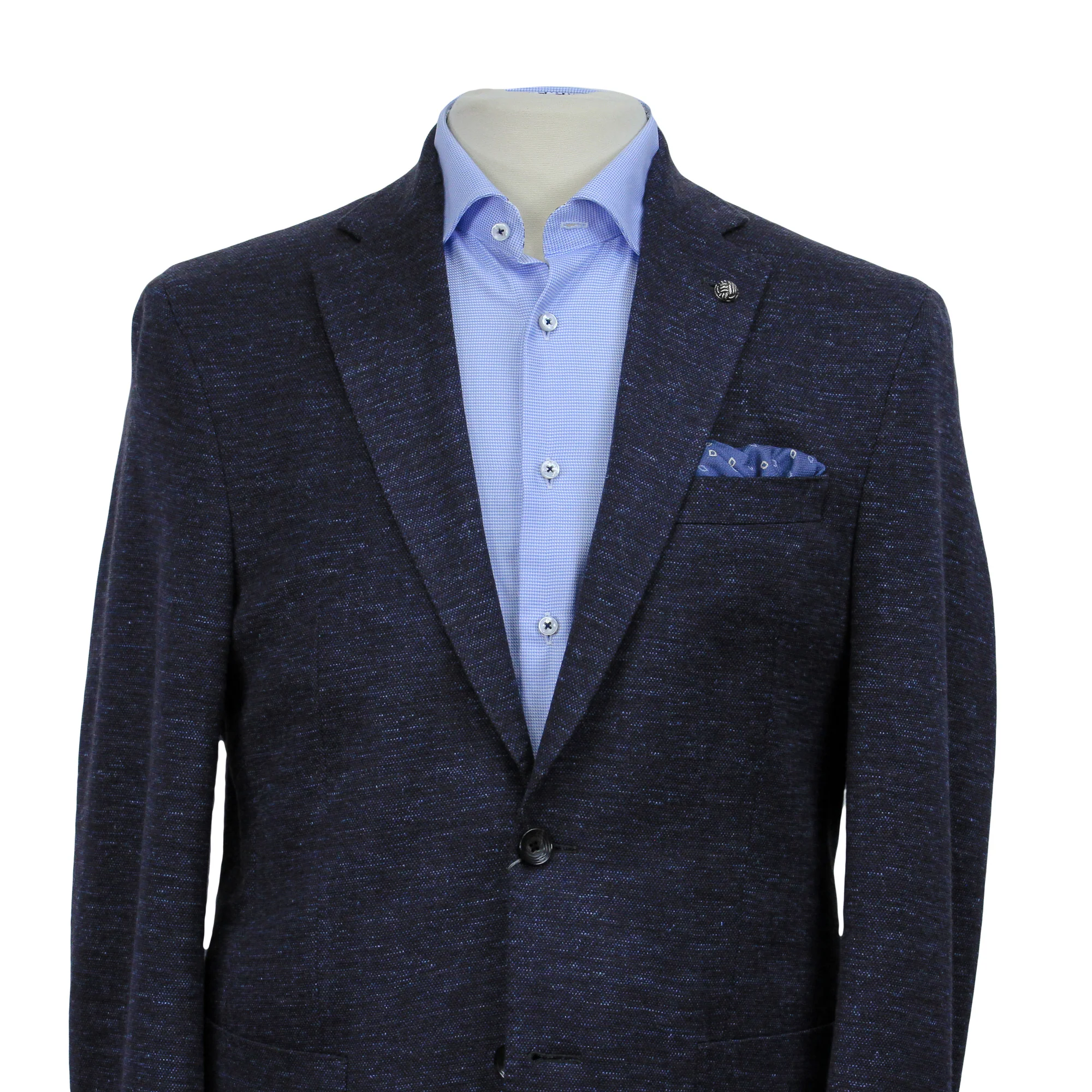 Blue Mélange Wool & Silk Hartford Contemporary Fit Sport Coat - Jack Victor - Image 3