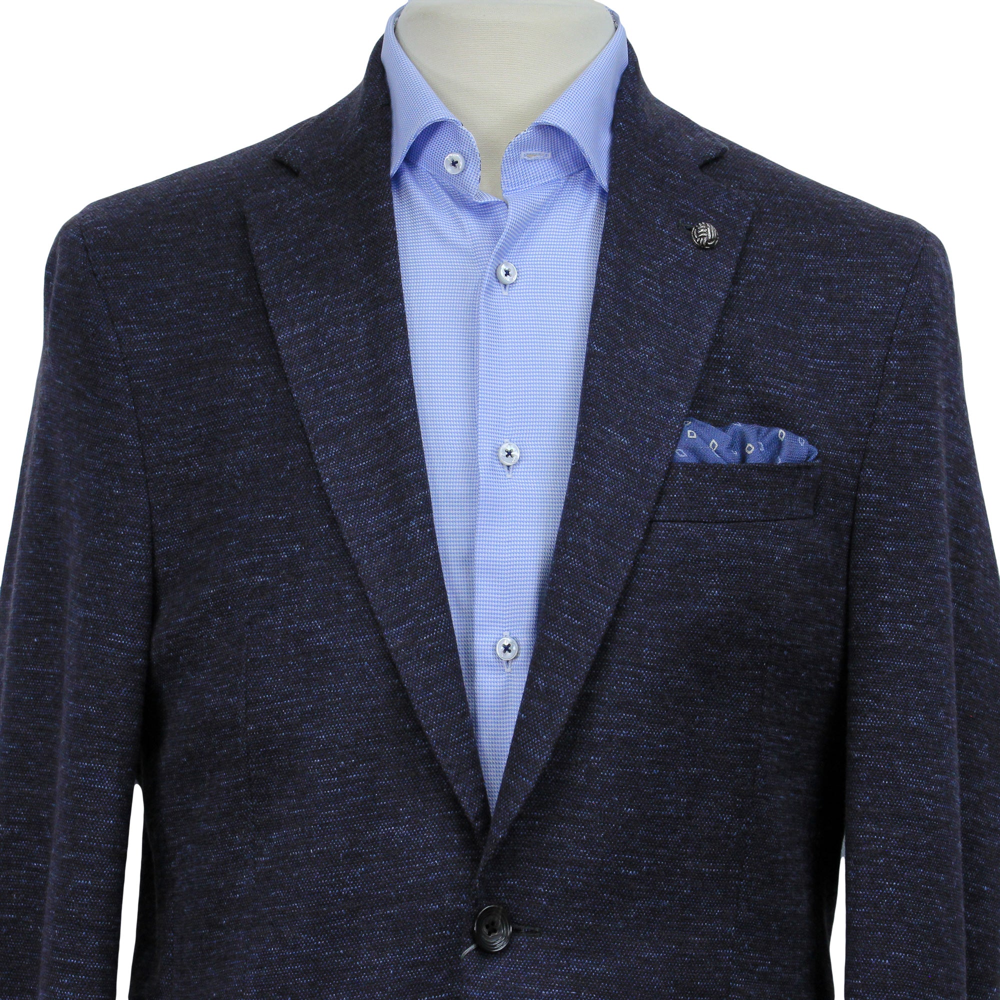 Blue Mélange Wool & Silk Hartford Contemporary Fit Sport Coat - Jack Victor - Image 4