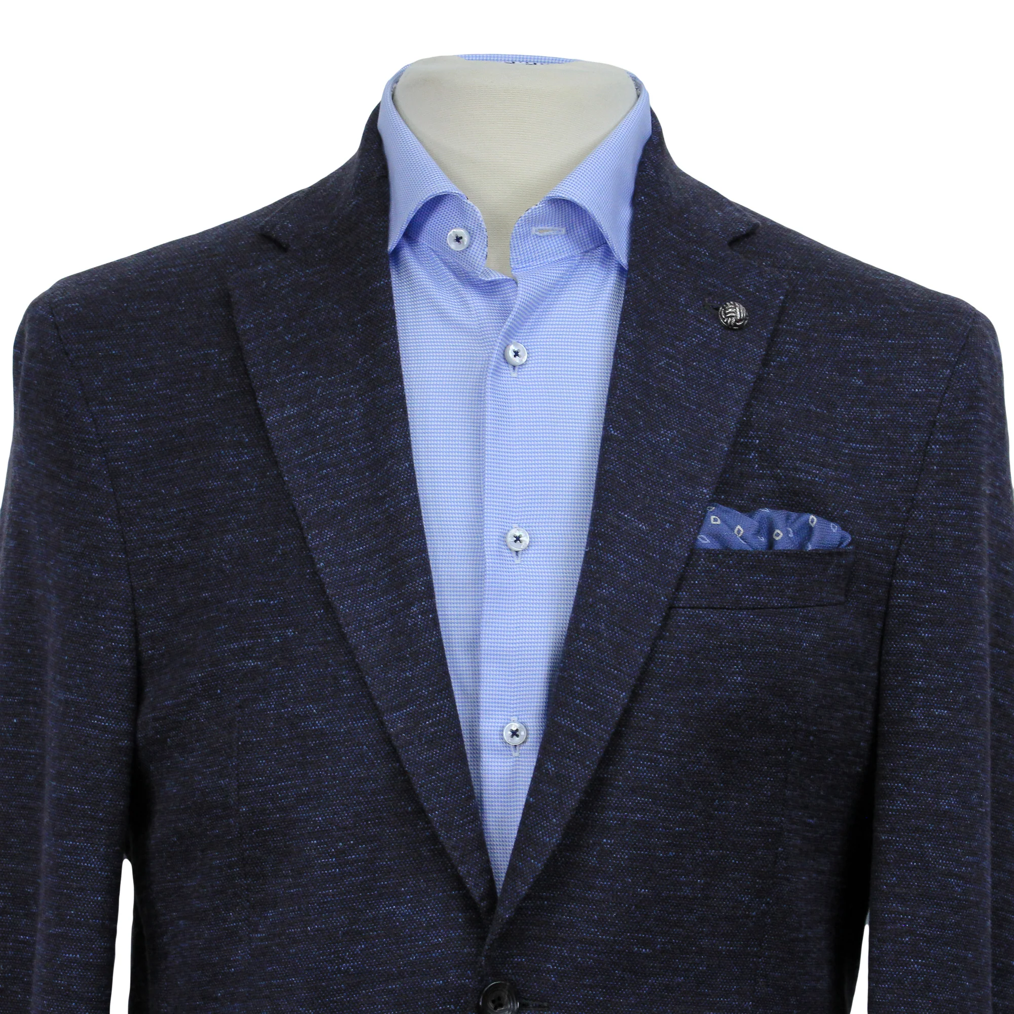 Blue Mélange Wool & Silk Hartford Contemporary Fit Sport Coat - Jack Victor - Image 5