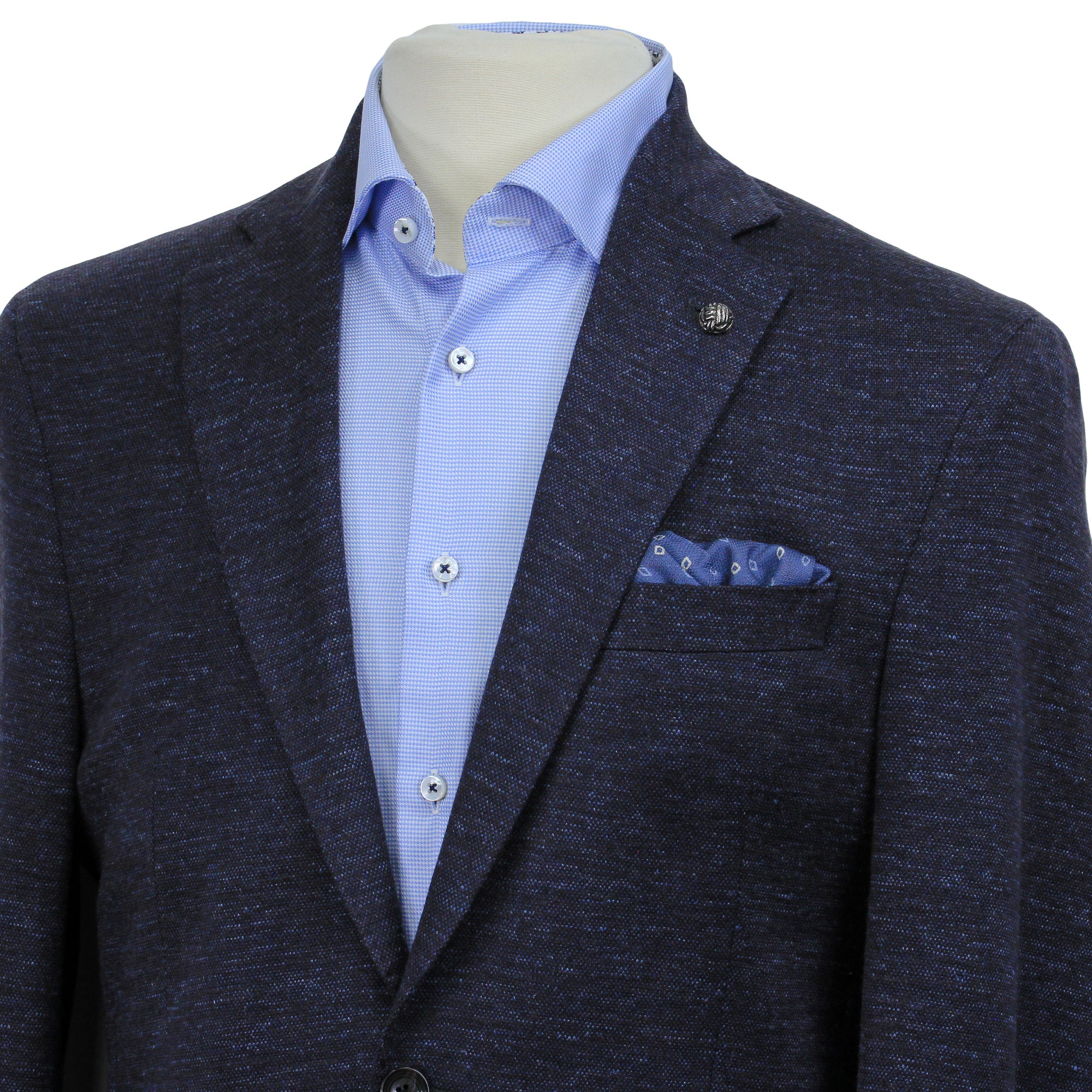 Blue Mélange Wool & Silk Hartford Contemporary Fit Sport Coat - Jack Victor - Image 6