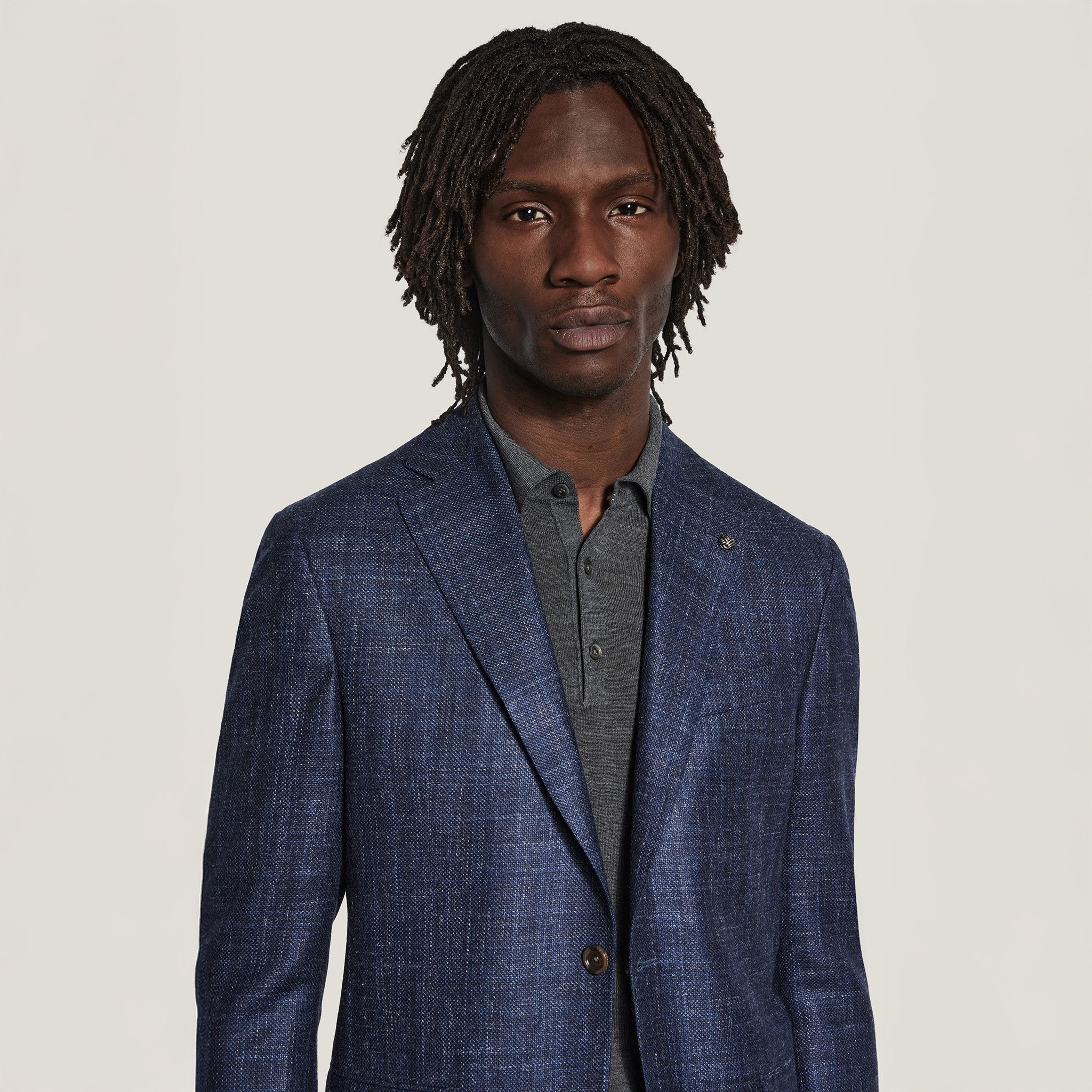 Blue Mélange Wool/Silk/Linen Montana Contemporary Fit Sport Jacket - Jack Victor - Image 2