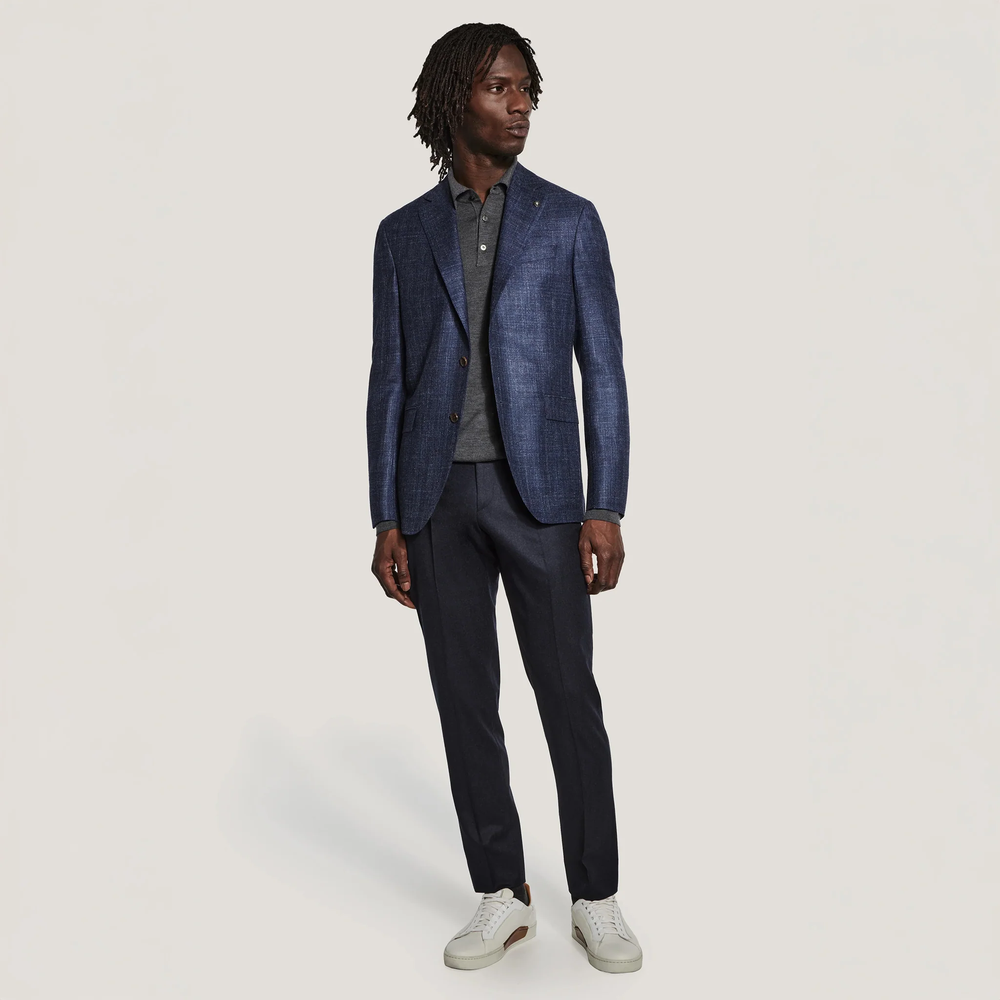Blue Mélange Wool/Silk/Linen Montana Contemporary Fit Sport Jacket - Jack Victor - Image 3