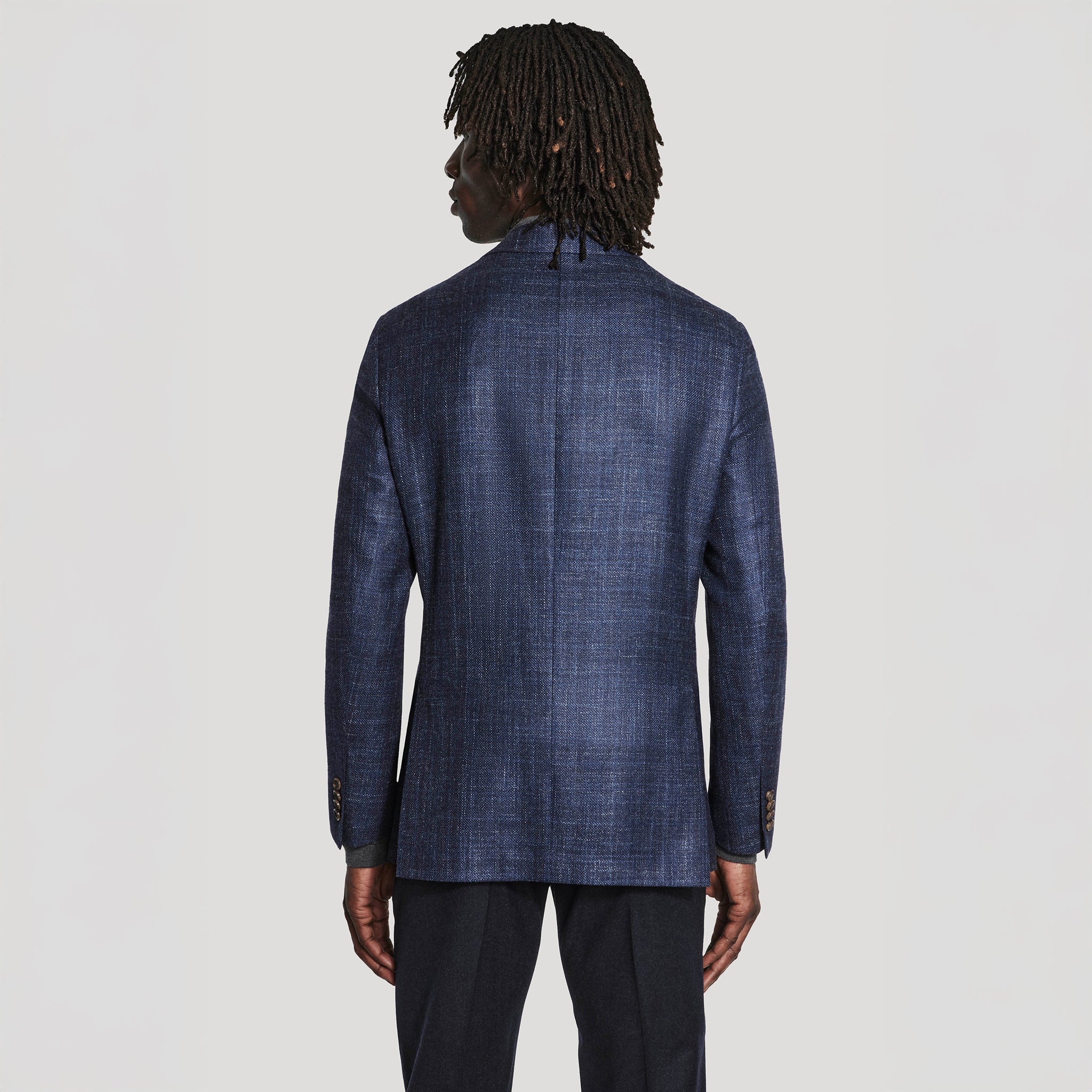 Blue Mélange Wool/Silk/Linen Montana Contemporary Fit Sport Jacket - Jack Victor - Image 4