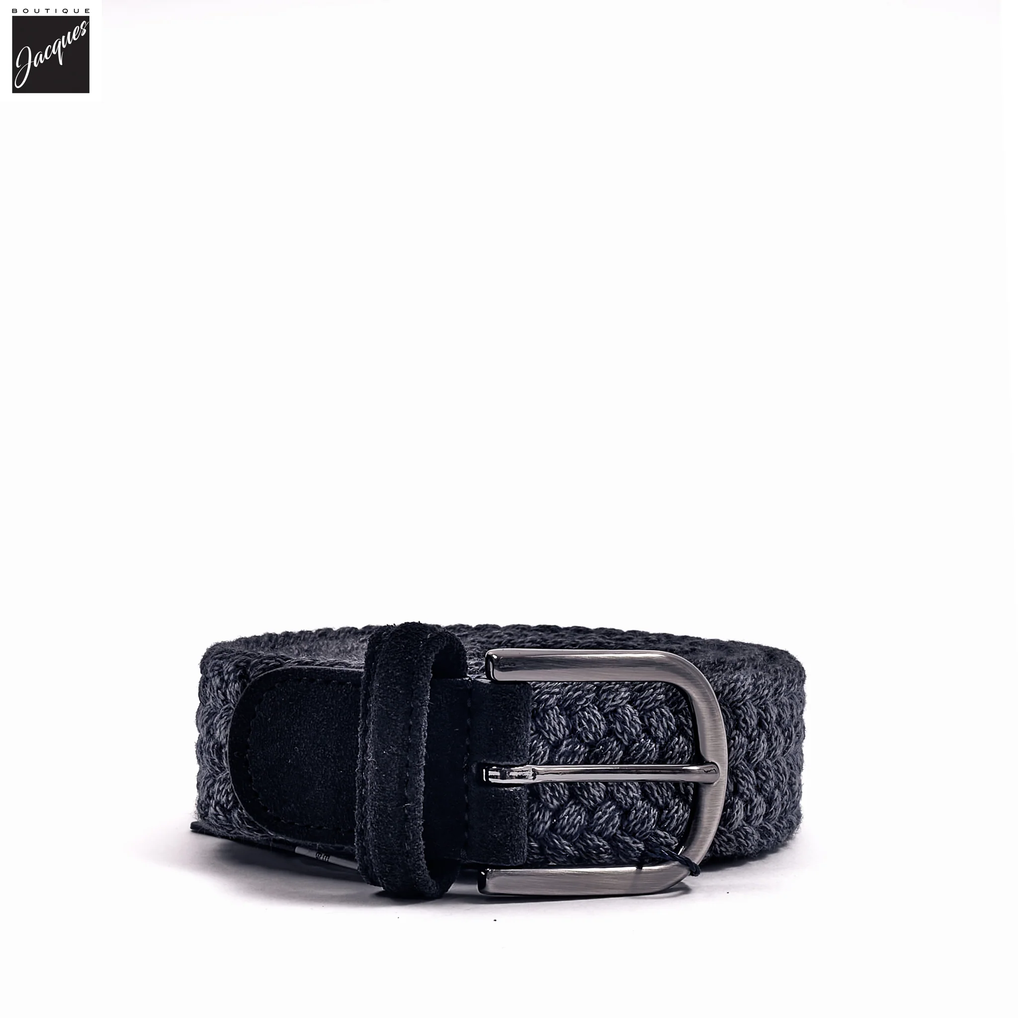 Blue Mélange Wool Woven Stretch Belt - Anderson's