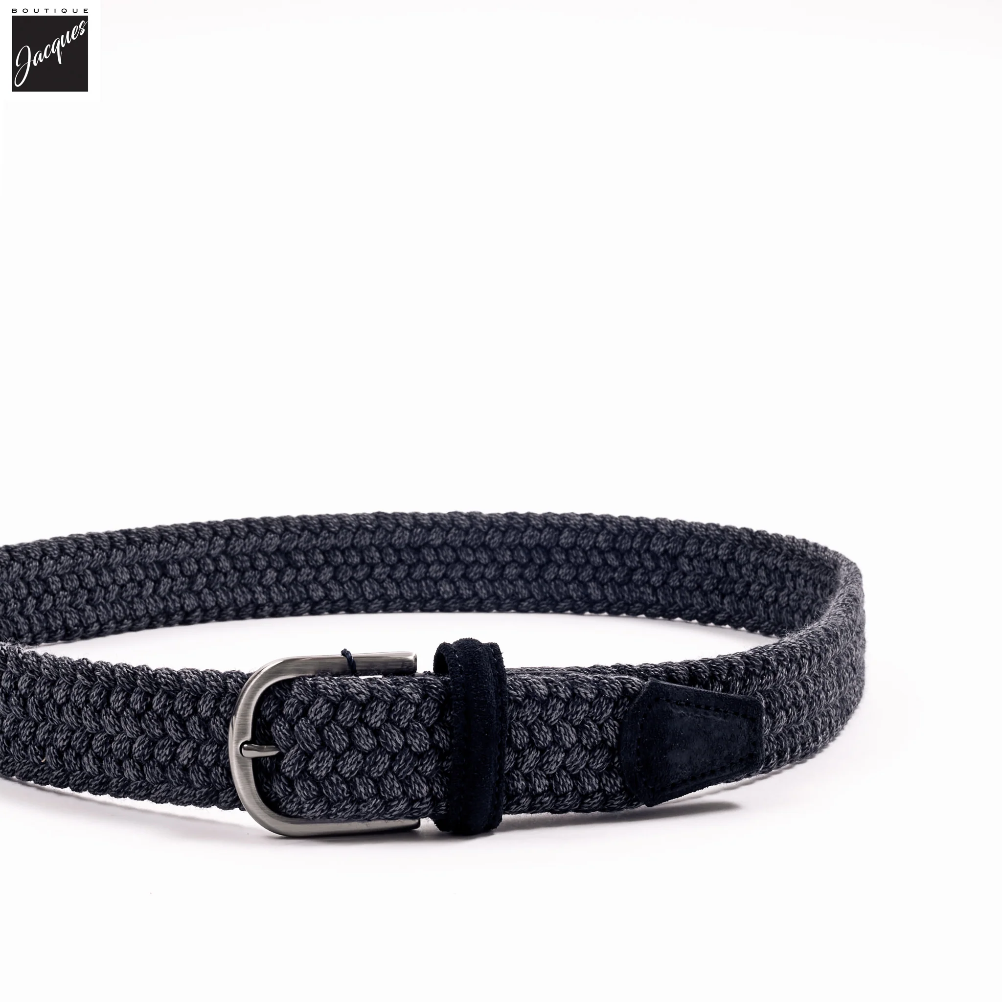 Blue Mélange Wool Woven Stretch Belt - Anderson's - Image 3