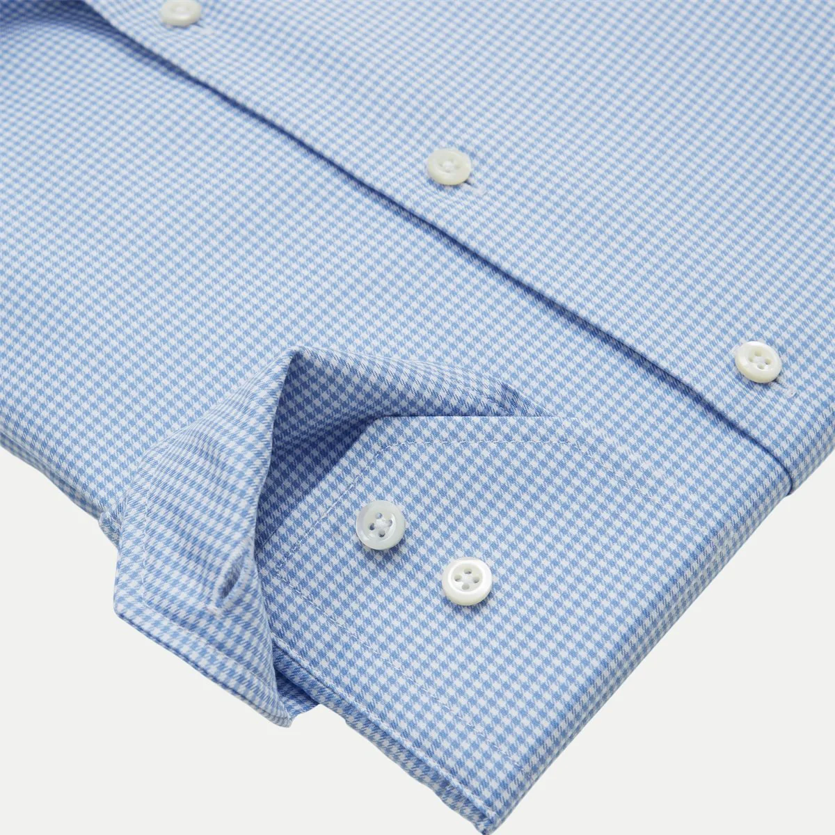 Blue Micro-Check Twill Slimline Shirt - Stenströms - Image 5