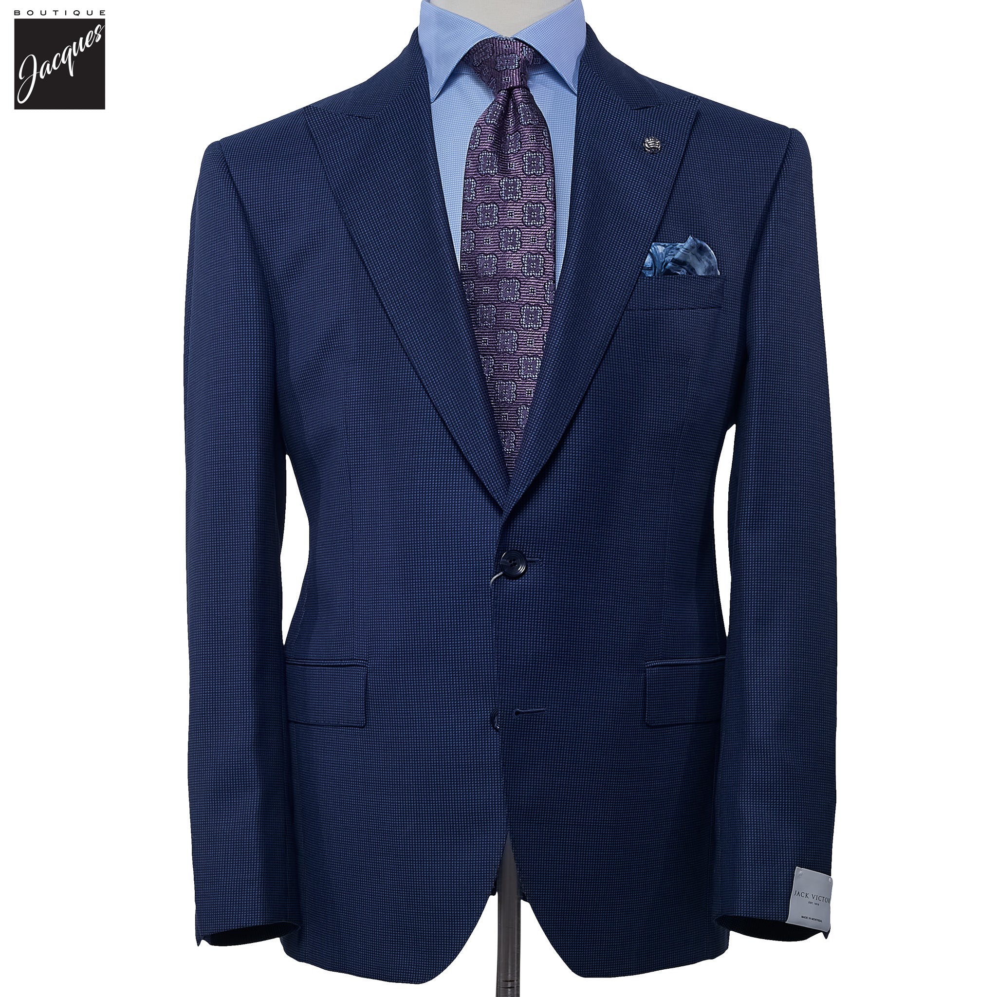 Blue Micro Pattern Engel Modern Fit Suit - Jack Victor