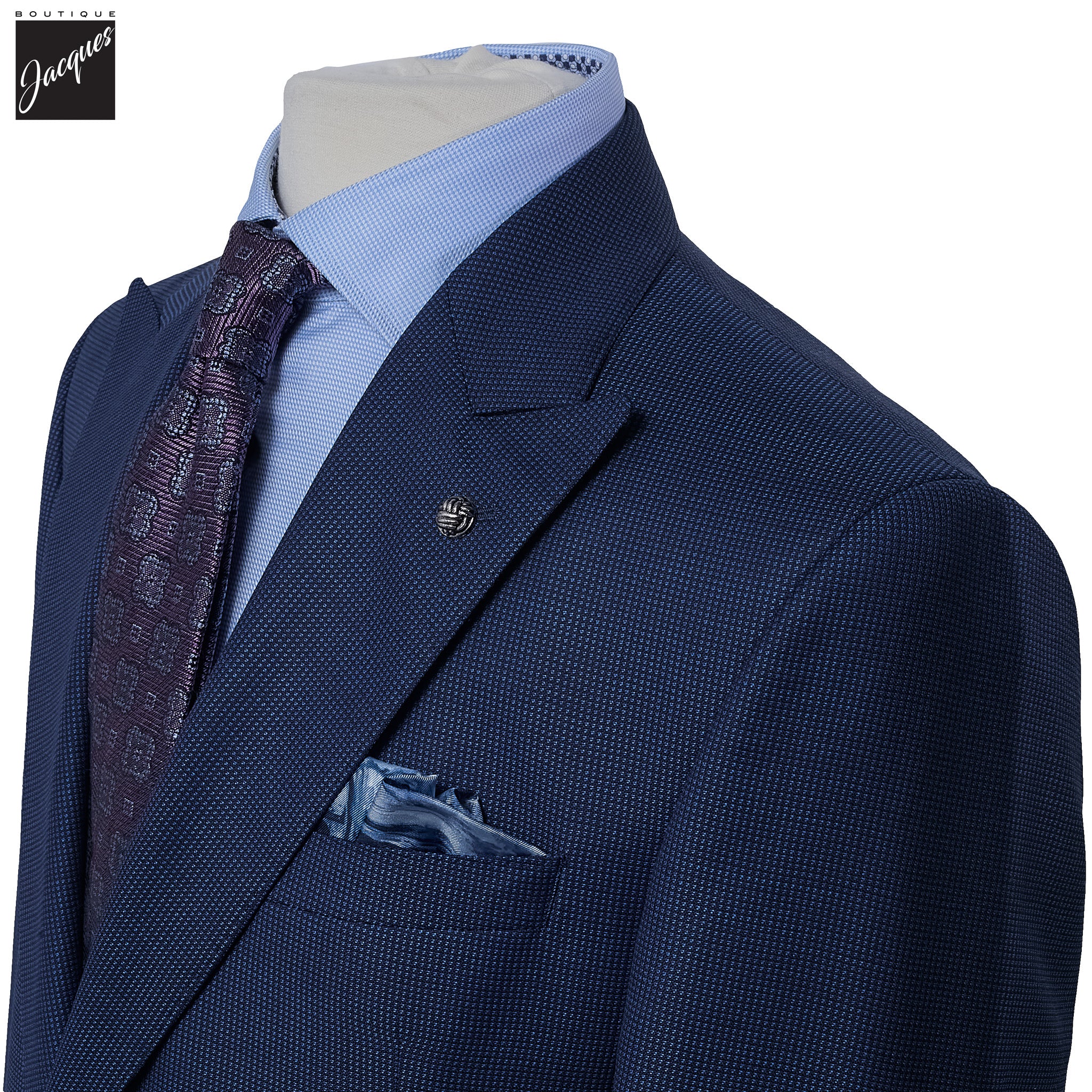 Blue Micro Pattern Engel Modern Fit Suit - Jack Victor - Image 3