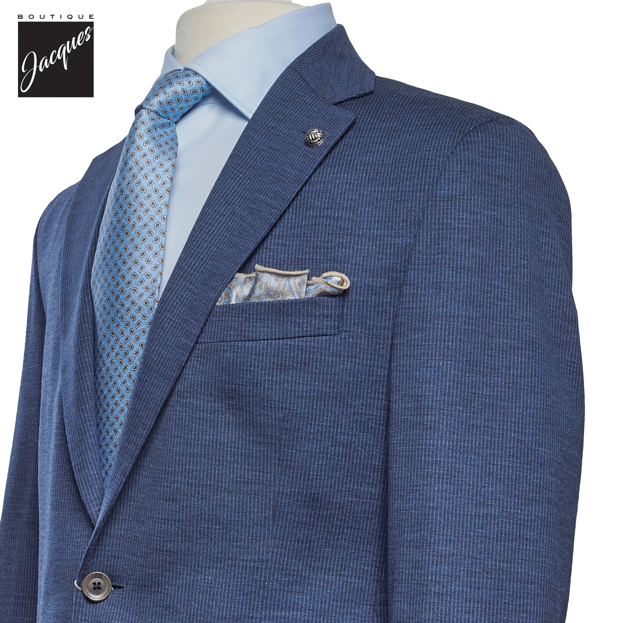 Blue Micro-Stripe Hartford Knit Suit - Jack Victor - Image 2