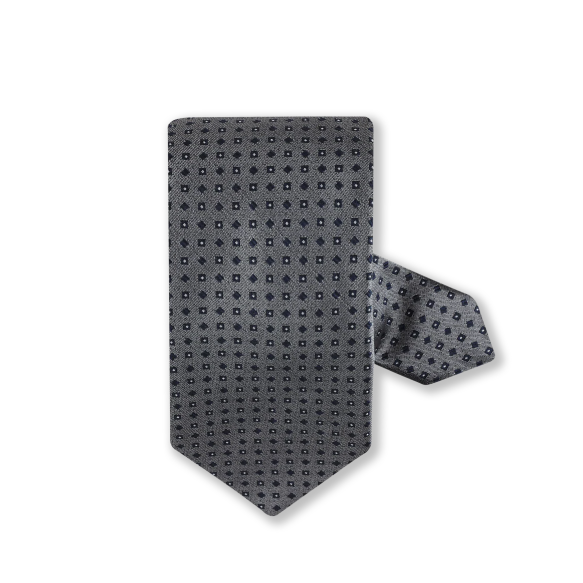 Gray Mini Geometric Pattern Silk Tie - Stenströms