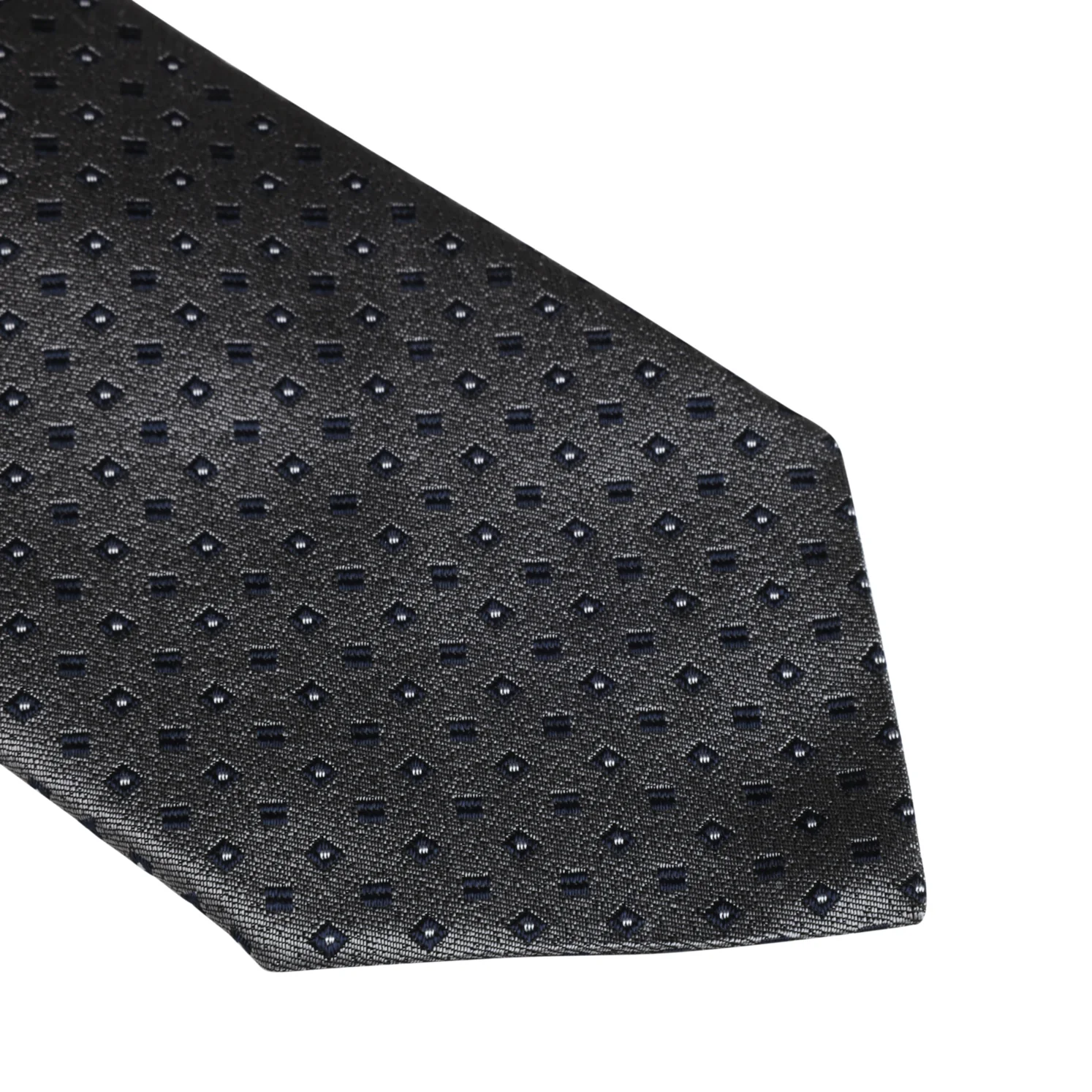 Gray Mini Geometric Pattern Silk Tie - Stenströms - Image 2