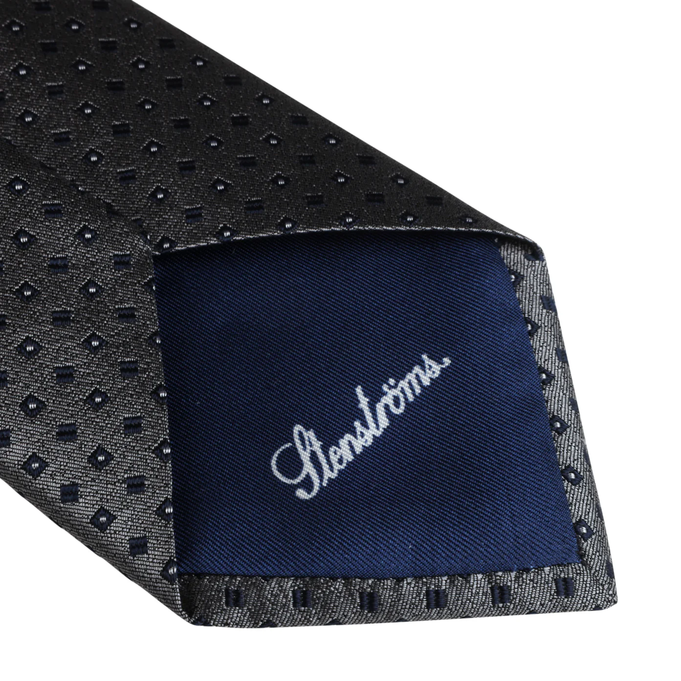 Gray Mini Geometric Pattern Silk Tie - Stenströms - Image 3