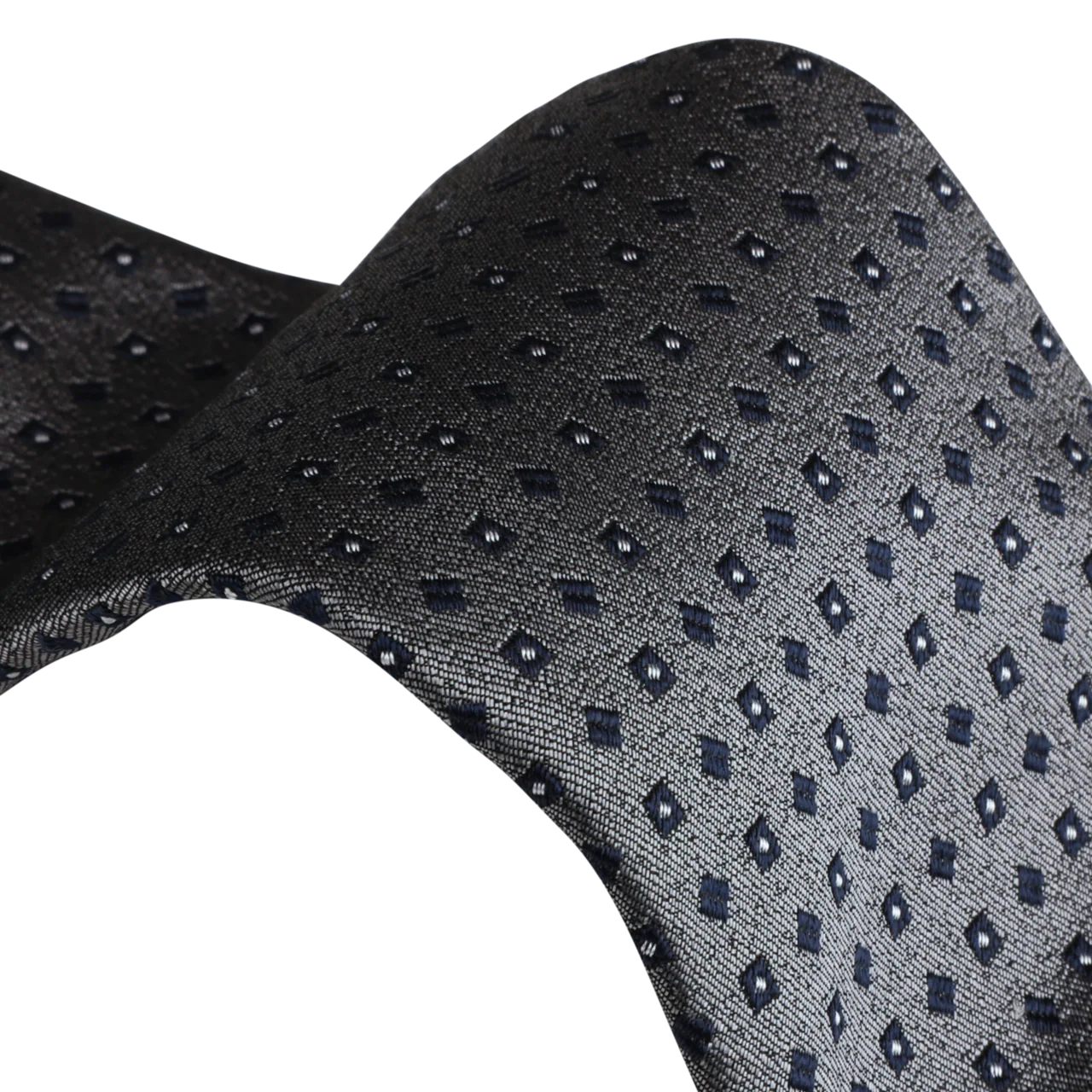 Gray Mini Geometric Pattern Silk Tie - Stenströms - Image 4