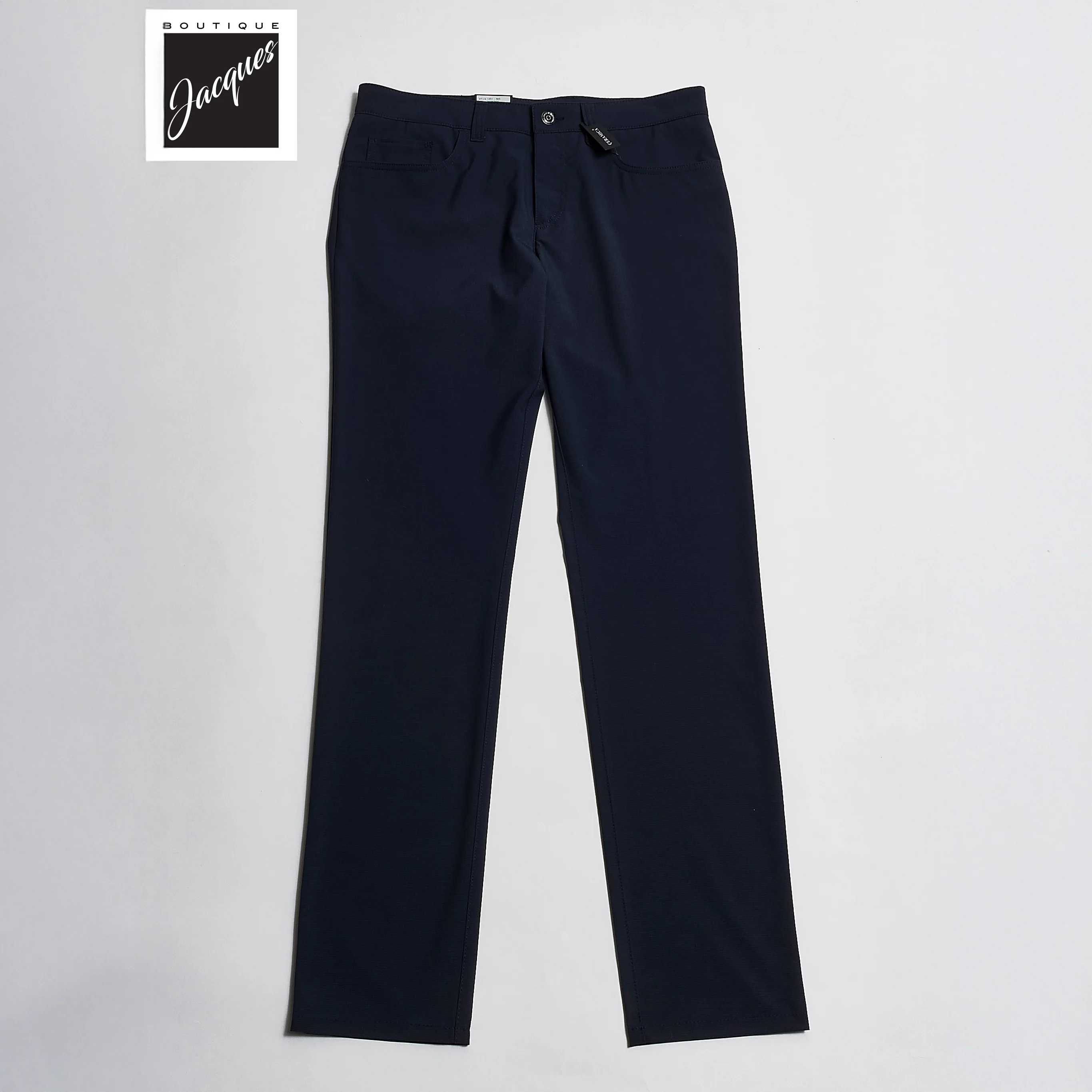 Blue Mini Pepita Pattern Ceramica Pipe Five Pocket Pants - ALBERTO - Image 9