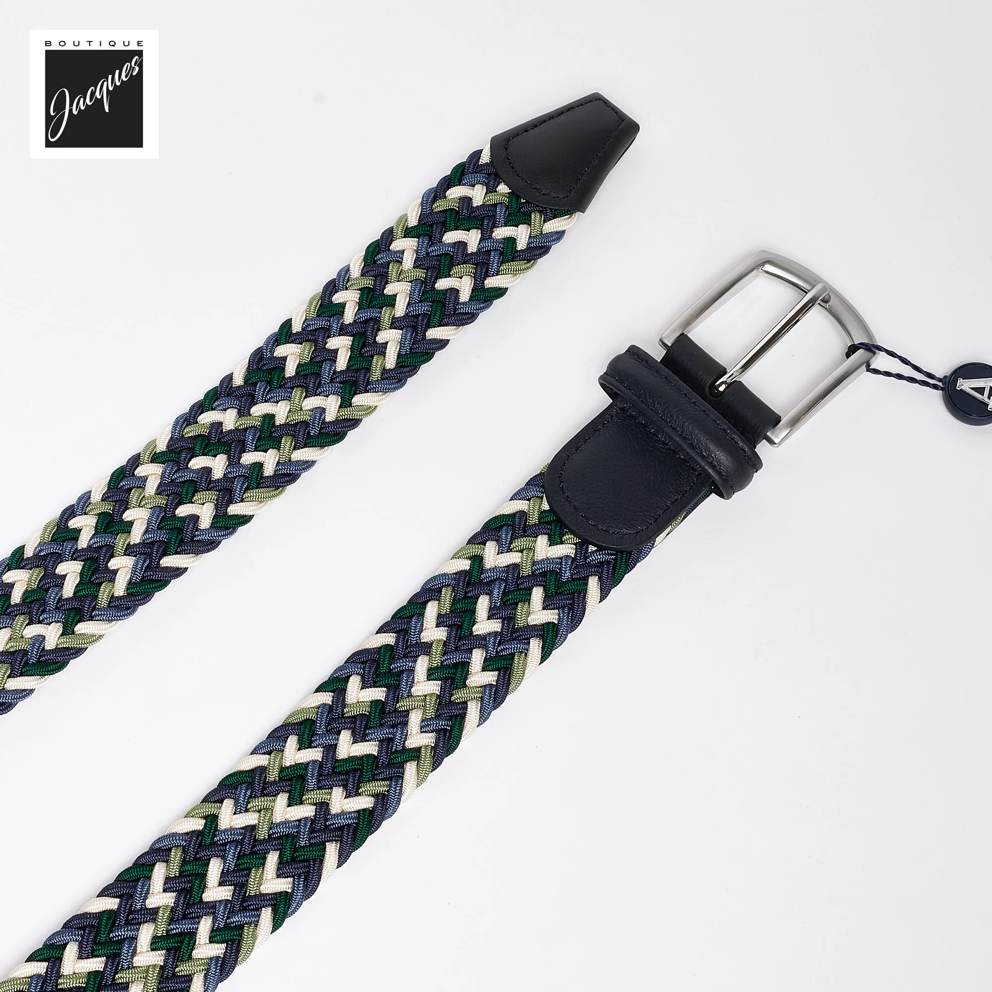 Blue & Green Multicolour Woven Elastic Belt - Anderson's - Image 2