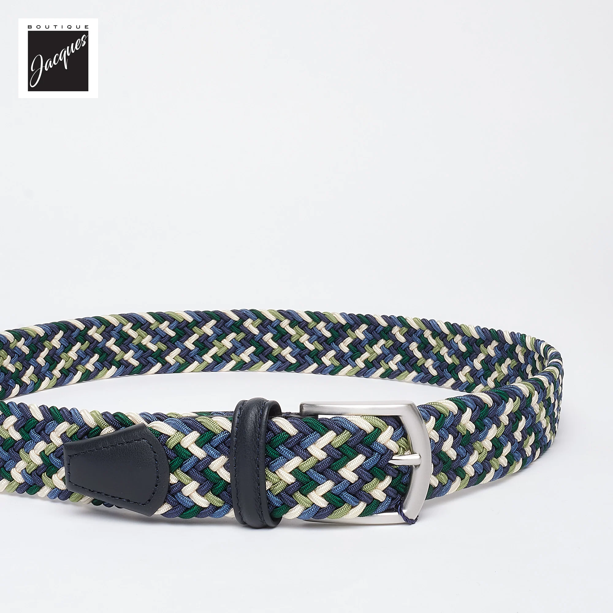 Blue & Green Multicolour Woven Elastic Belt - Anderson's - Image 3