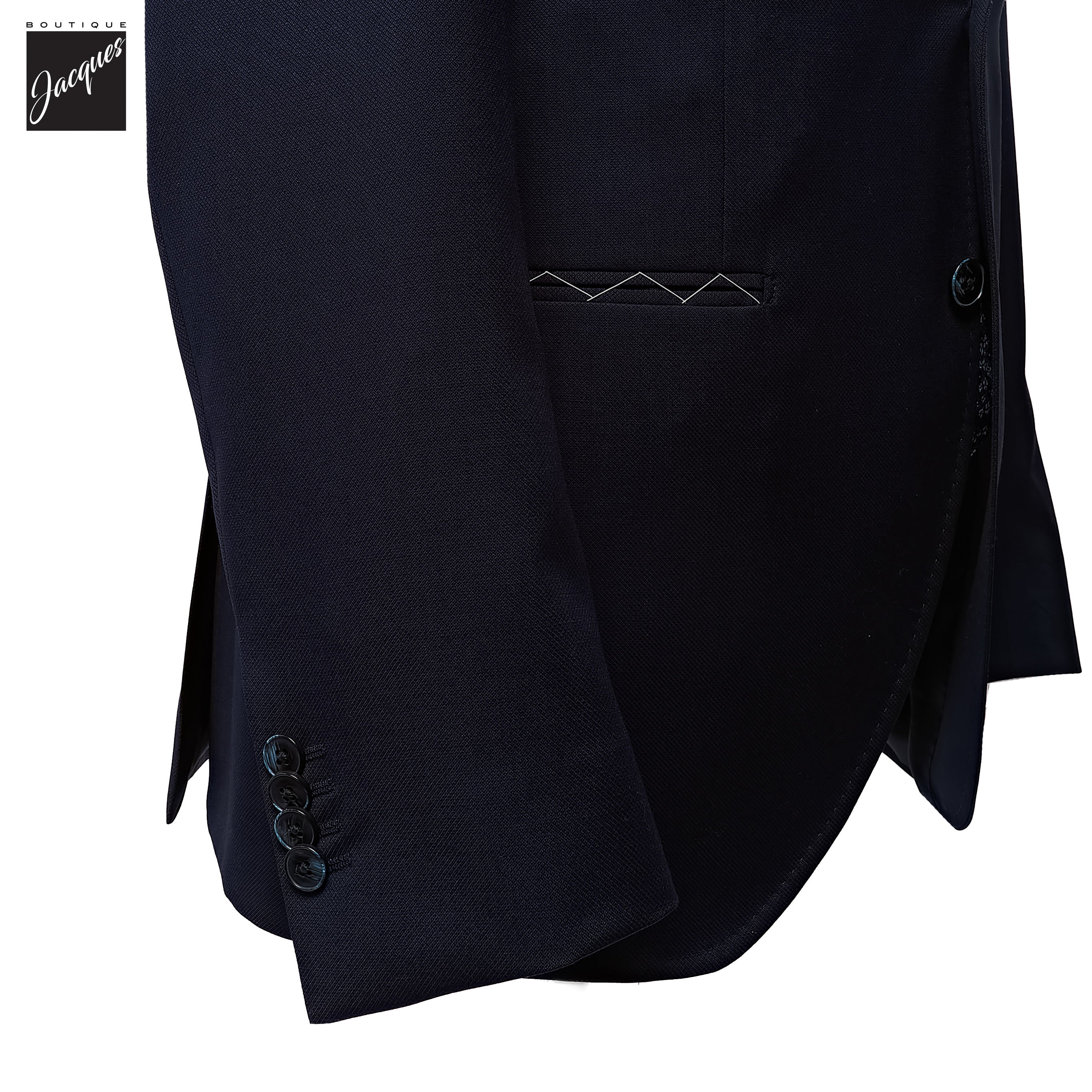 Navy Blue Neat Vitale Barberis Wool Mantua Contemporary Fit Suit - Luigi Bianchi - Image 3