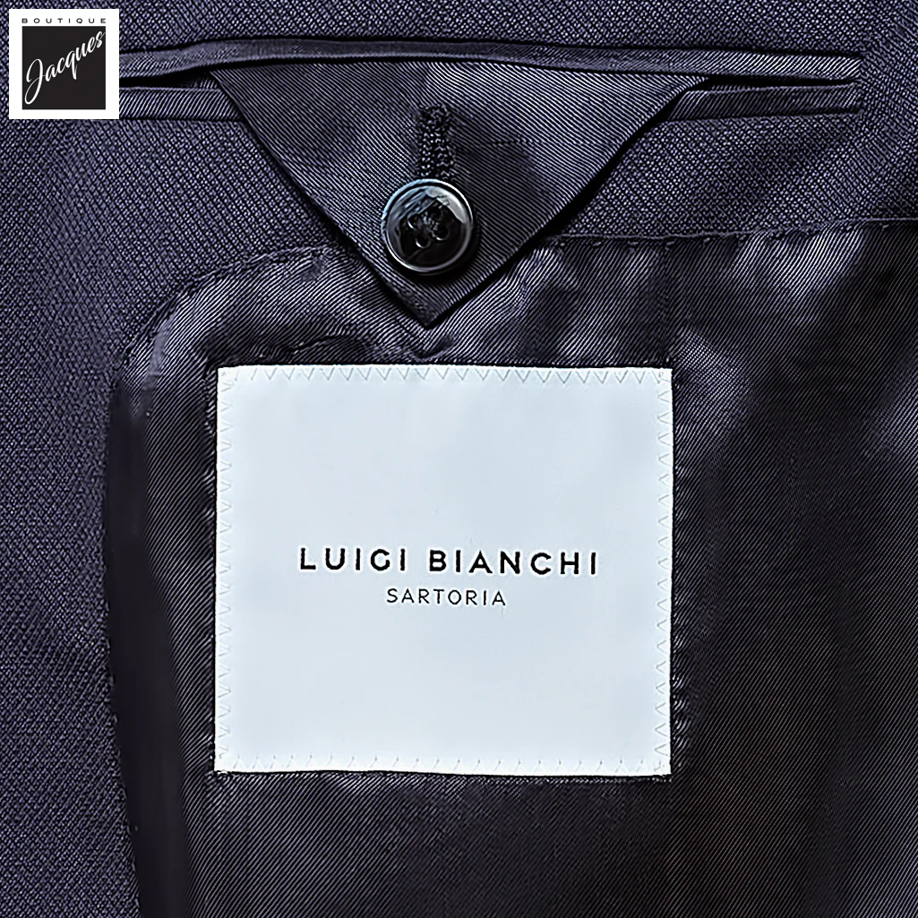 Navy Blue Neat Vitale Barberis Wool Mantua Contemporary Fit Suit - Luigi Bianchi - Image 4