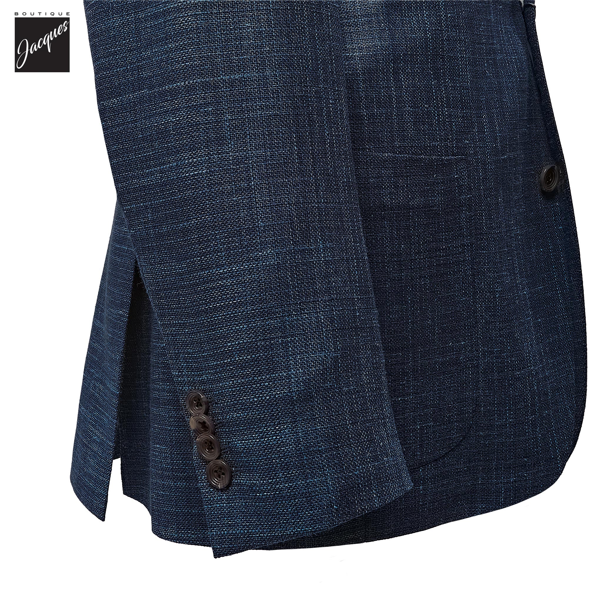 Blue Neat Wool/Silk/Linen Stretch Hampton Contemporary Fit Sport Jacket - Jack Victor - Image 2