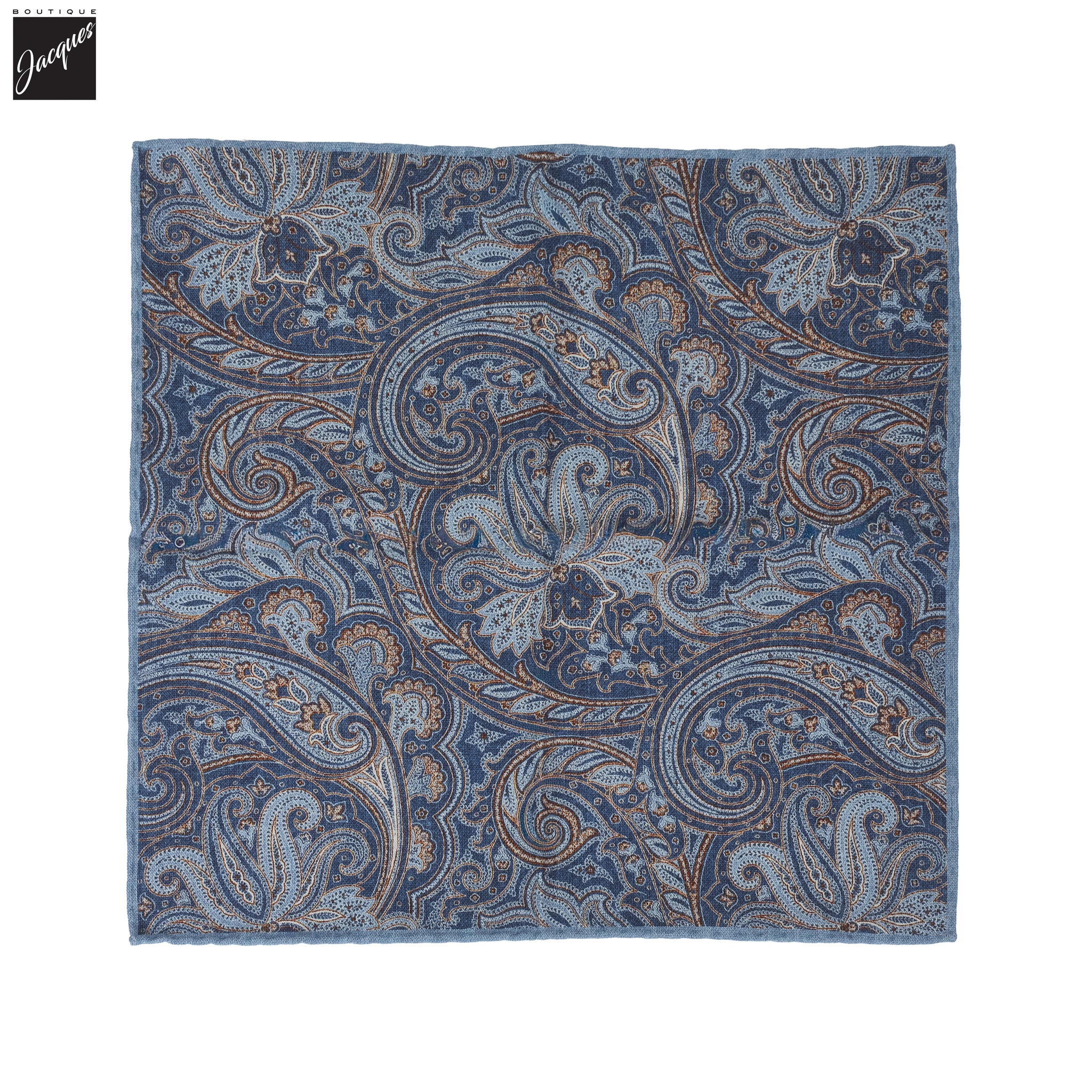 Blue Paisley/Solid Reversible Wool-Cotton Hankie - Paolo Albizzati - Image 2