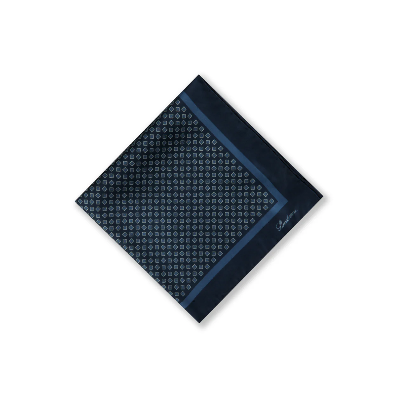 Blue Patterned Silk Hankie - Stenströms