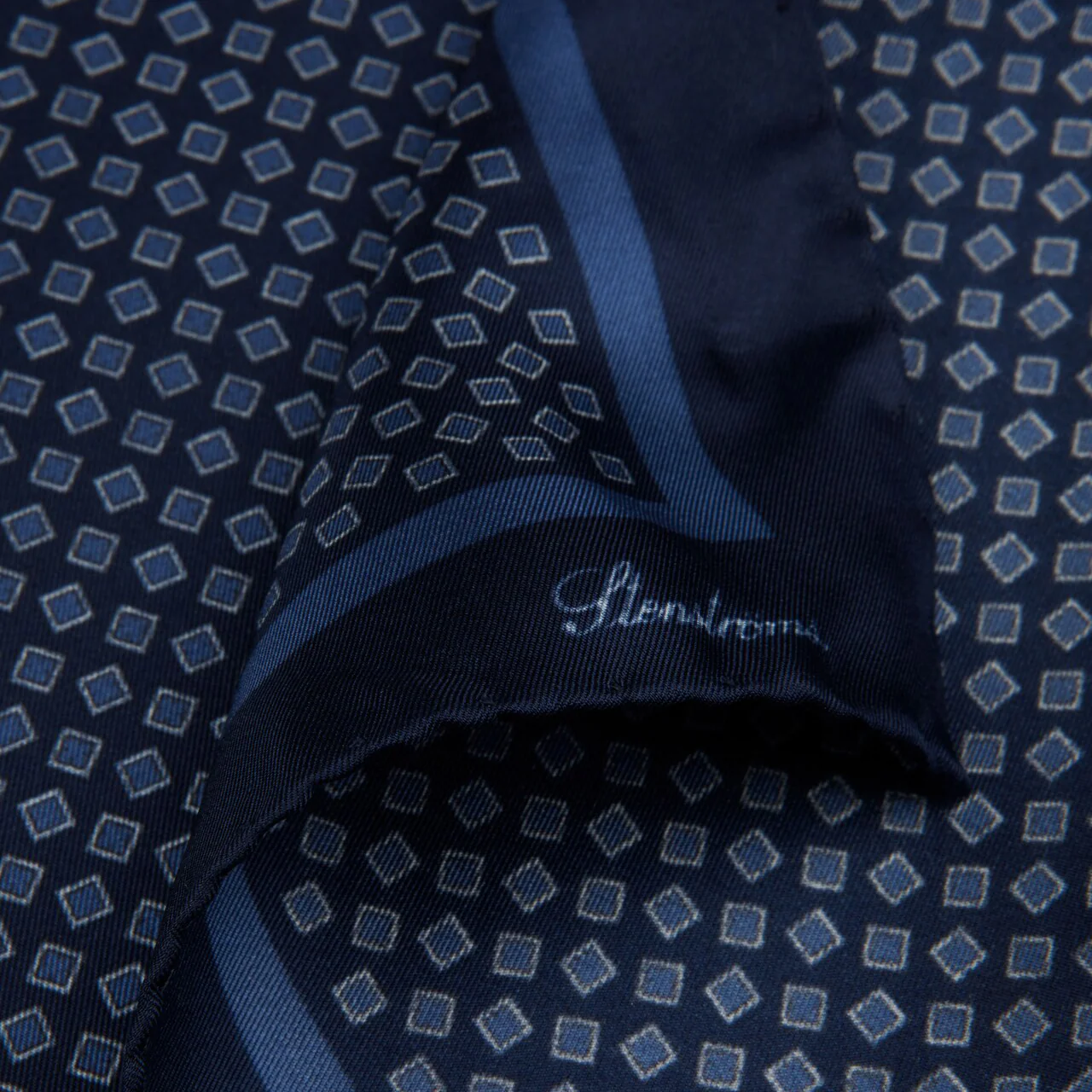 Blue Patterned Silk Hankie - Stenströms - Image 3