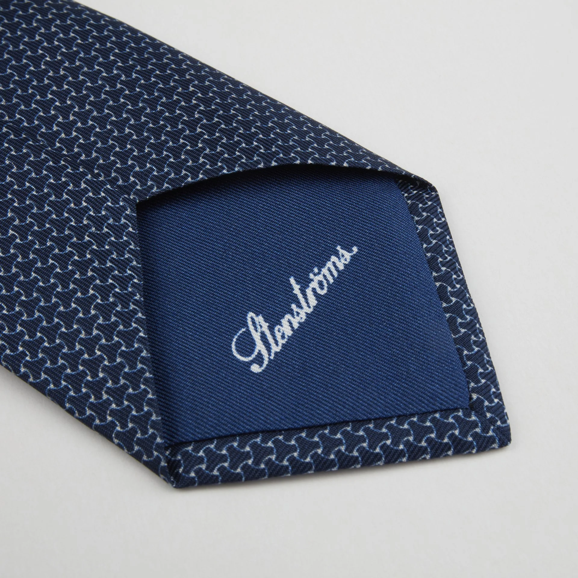 Blue Patterned Silk Tie - Stenströms - Image 3