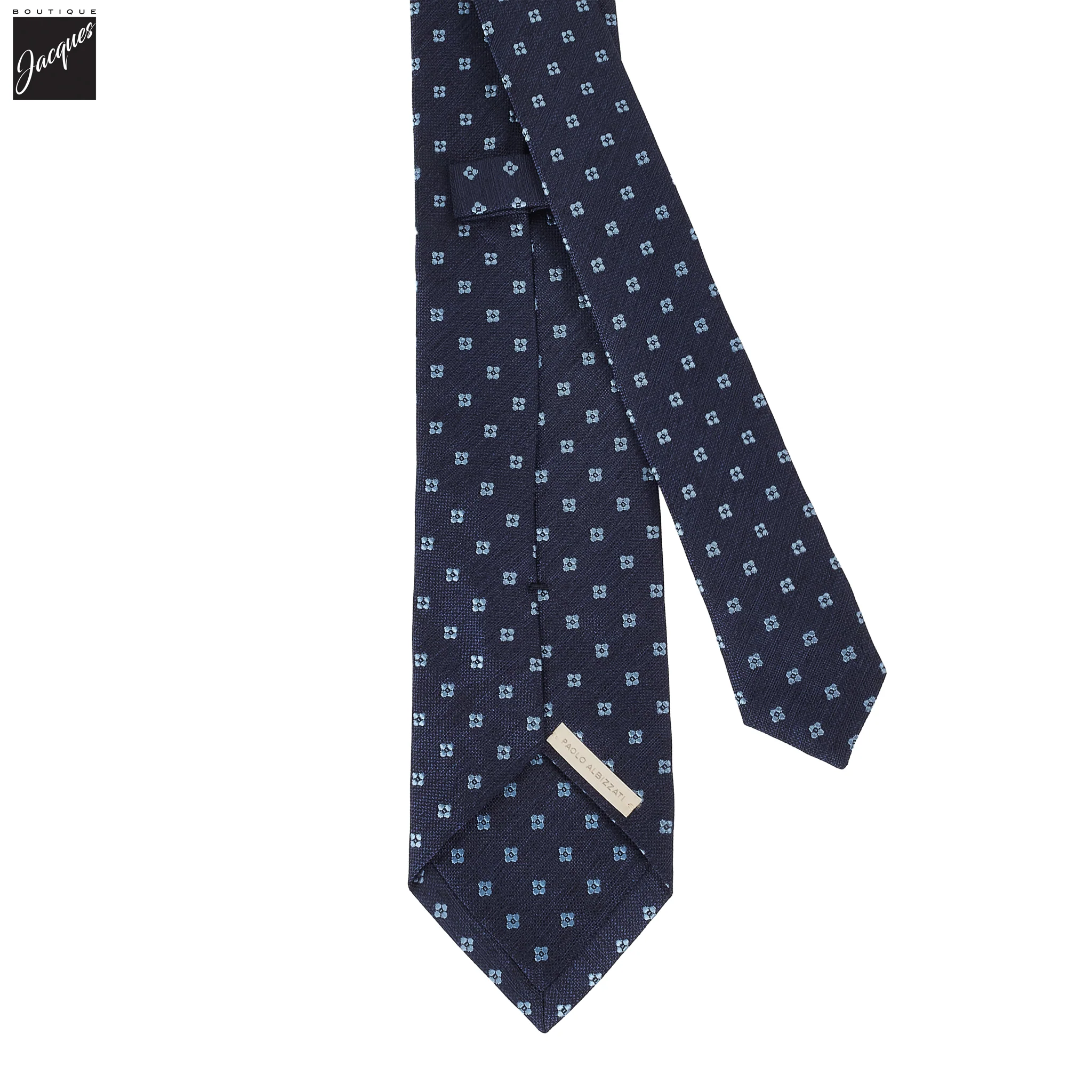 Royal Blue Floral Woven Silk Tie - Paolo Albizzati - Image 3