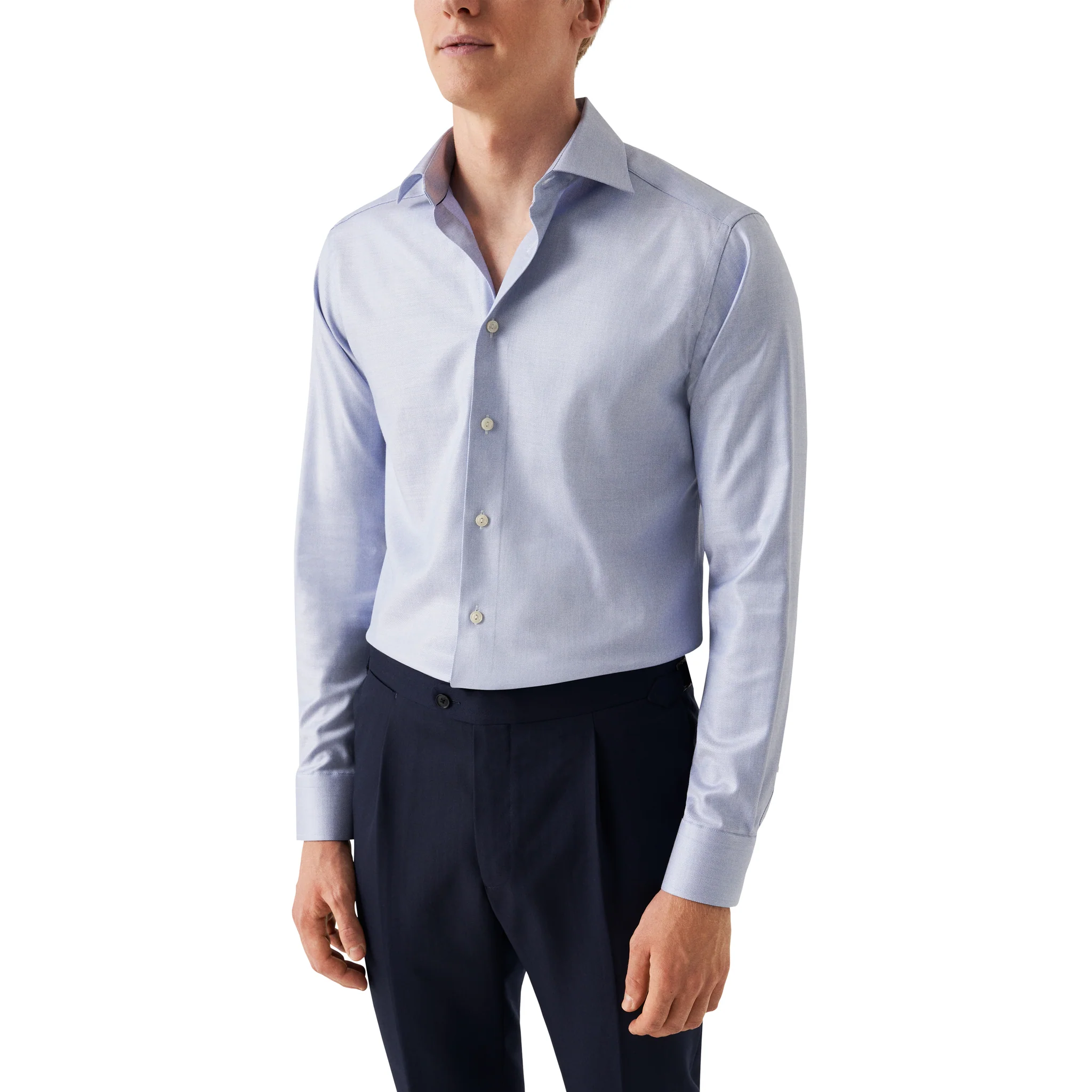 Blue Periwinkle Mélange Cotton-Tencel Lyocell Contemporary Fit Shirt - ETON - Image 4