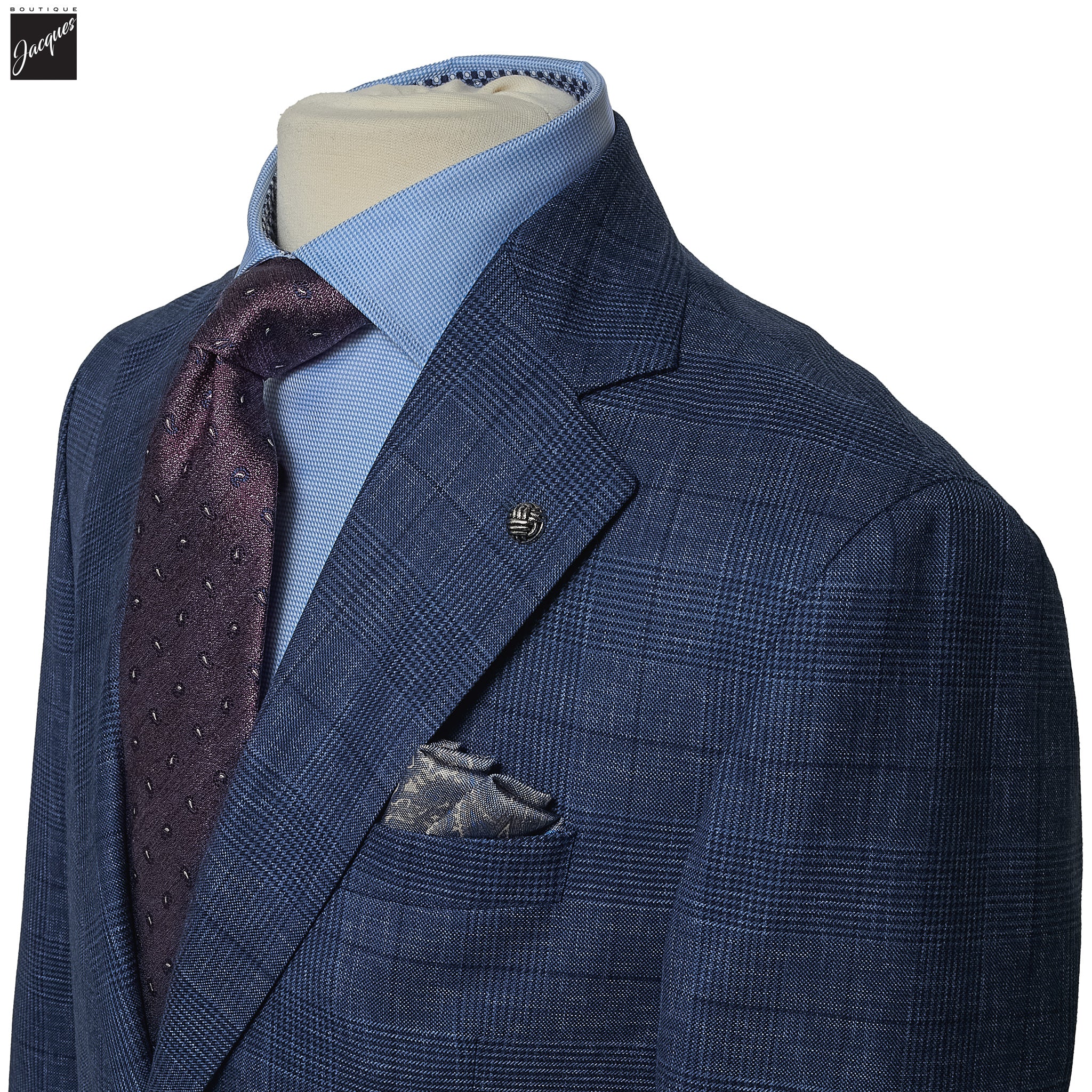 Blue Prince of Wales Montana Contemporary Fit Wool Suit - Jack Victor - Image 2