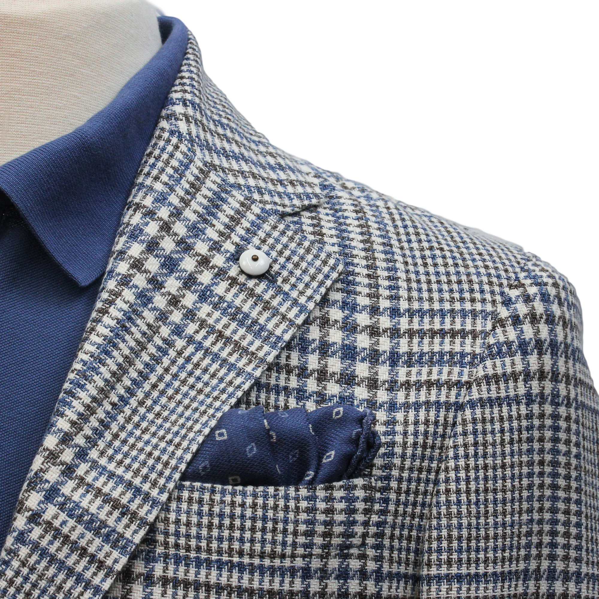 Blue Prince of Wales Cotton Contemporary Fit Sport Jacket - L.B.M 1911 - Image 11