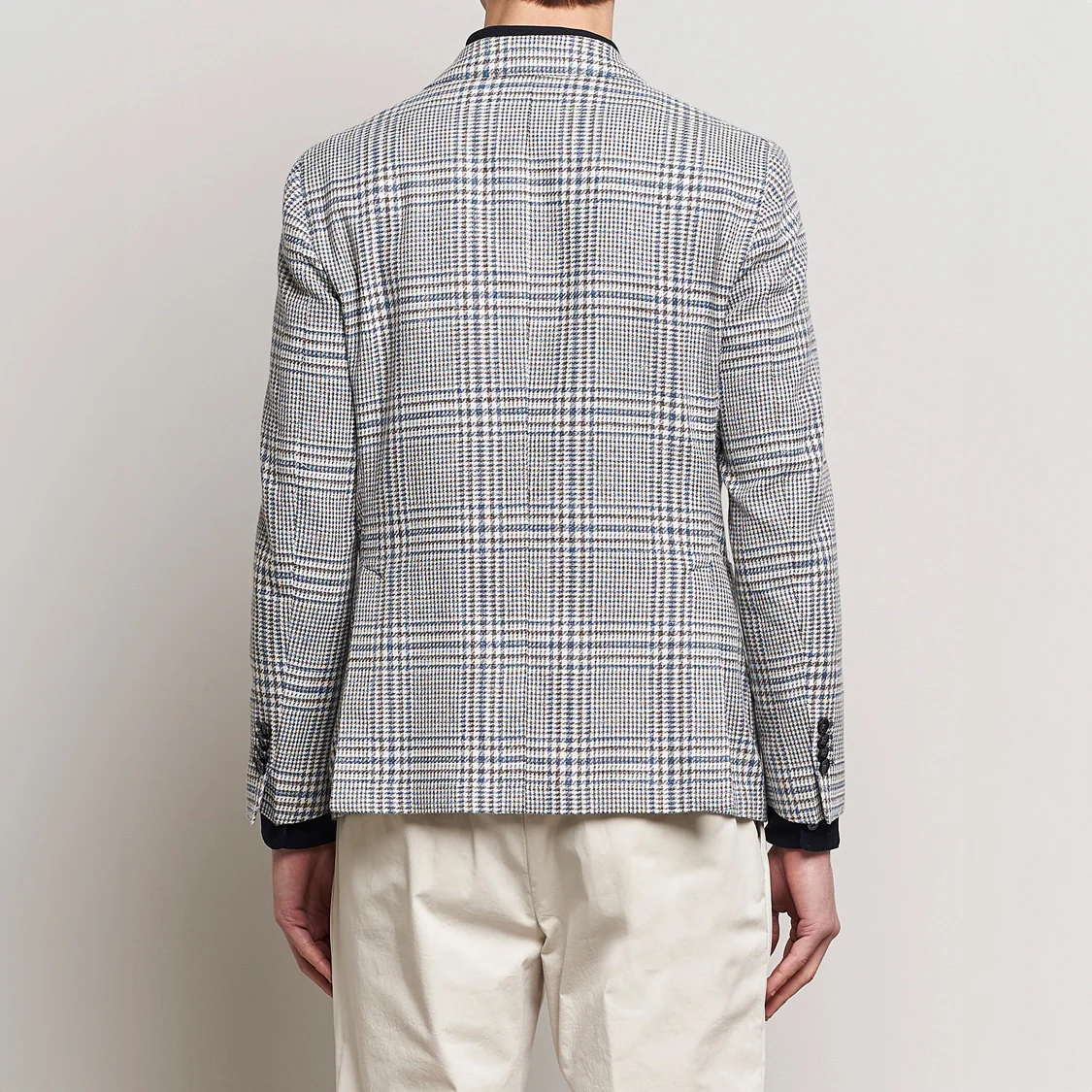Blue Prince of Wales Cotton Contemporary Fit Sport Jacket - L.B.M 1911 - Image 5
