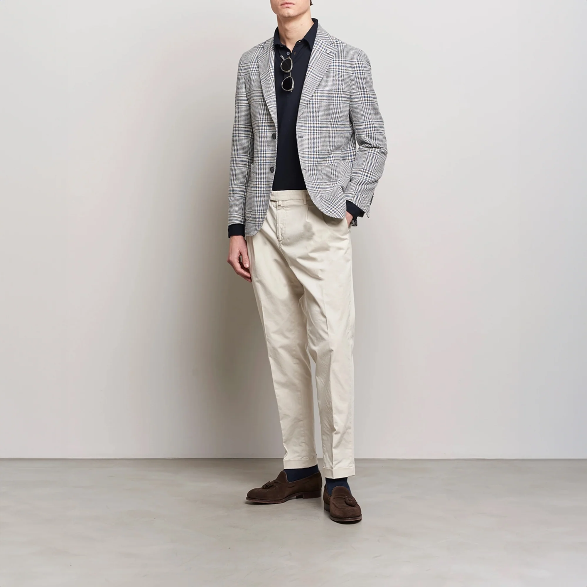 Blue Prince of Wales Cotton Contemporary Fit Sport Jacket - L.B.M 1911 - Image 6
