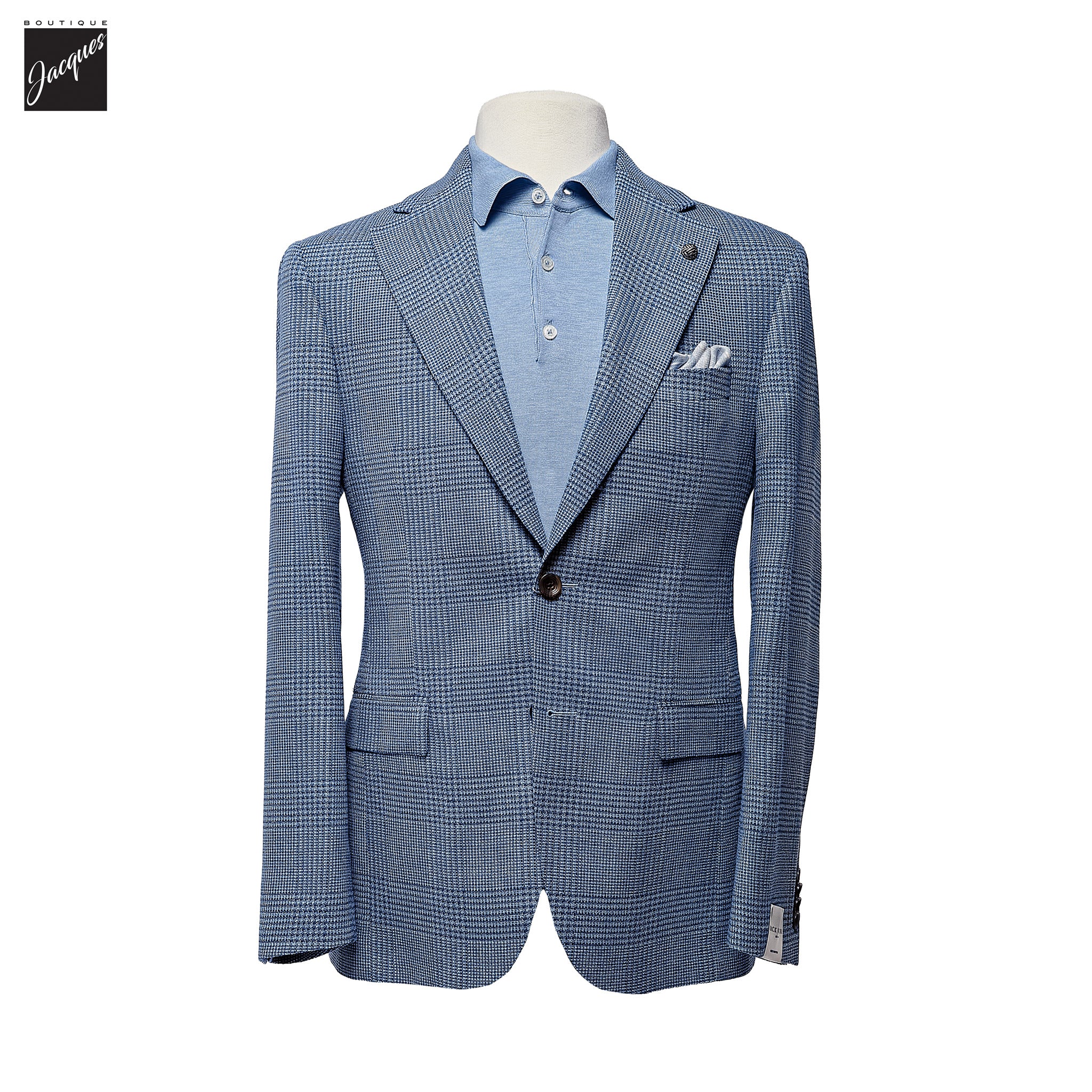 Blue Prince-of-Wales Wool-Stretch Montana Contemporary Fit Sport Jacket - Jack Victor