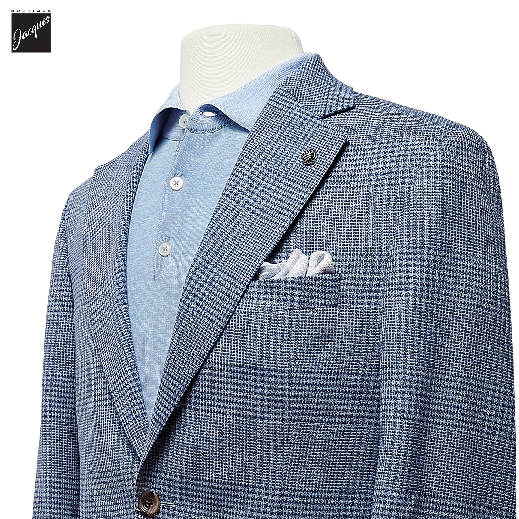 Blue Prince-of-Wales Wool-Stretch Montana Contemporary Fit Sport Jacket - Jack Victor - Image 2