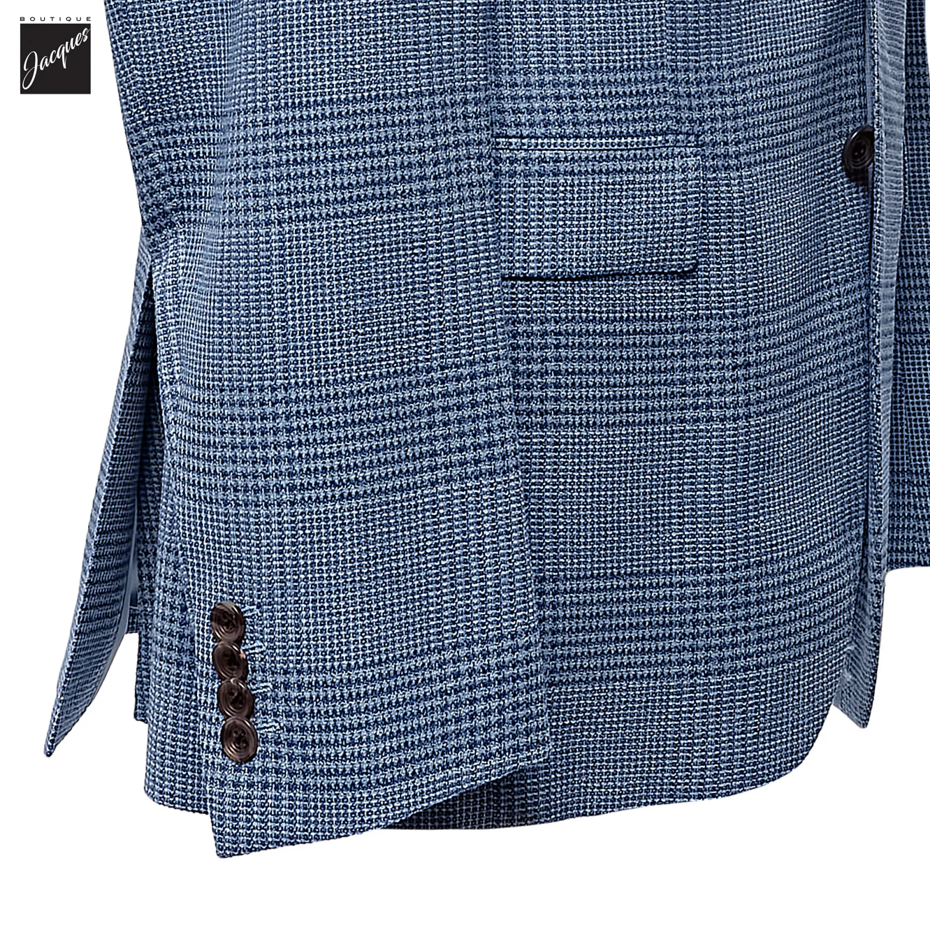 Blue Prince-of-Wales Wool-Stretch Montana Contemporary Fit Sport Jacket - Jack Victor - Image 3