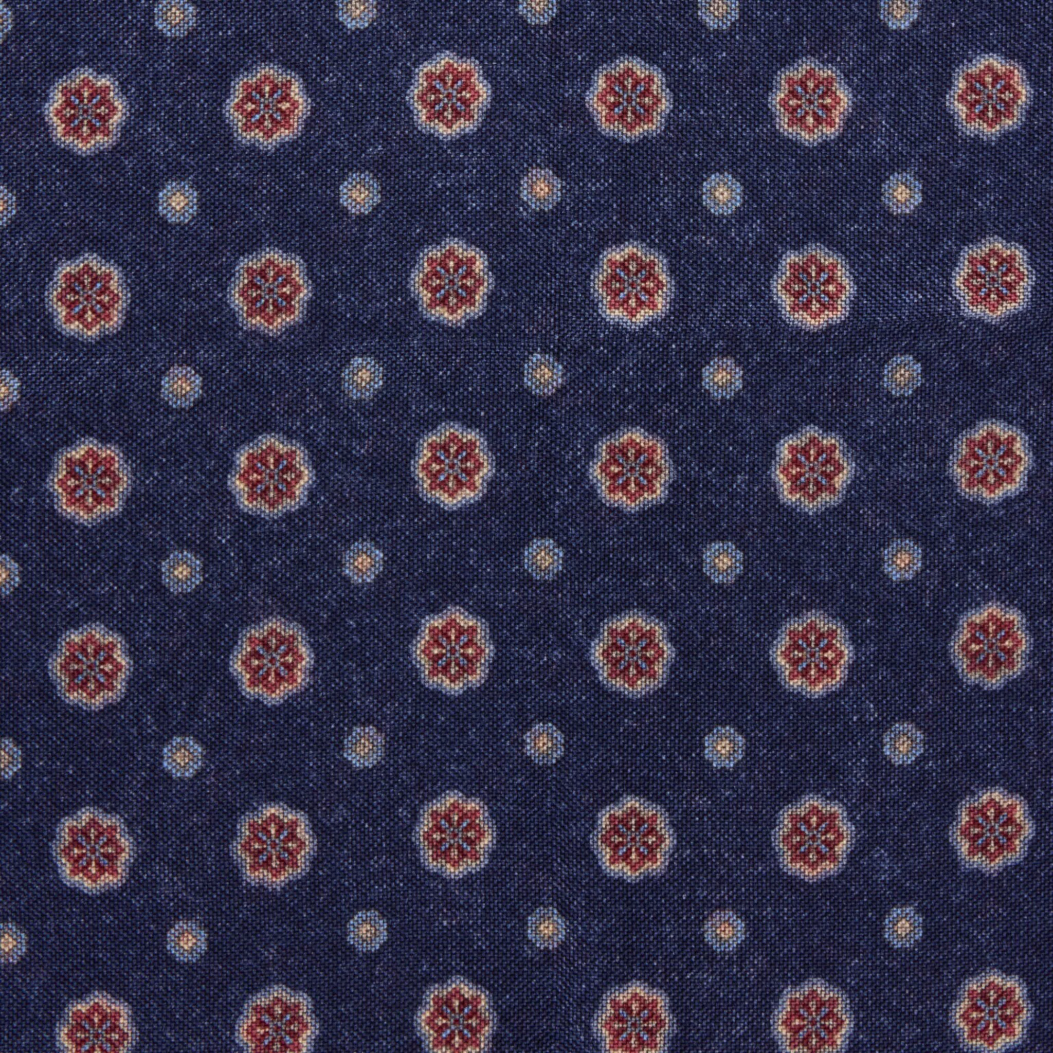 Blue & Red Patterned Silk Hankie - Stenströms - Image 3