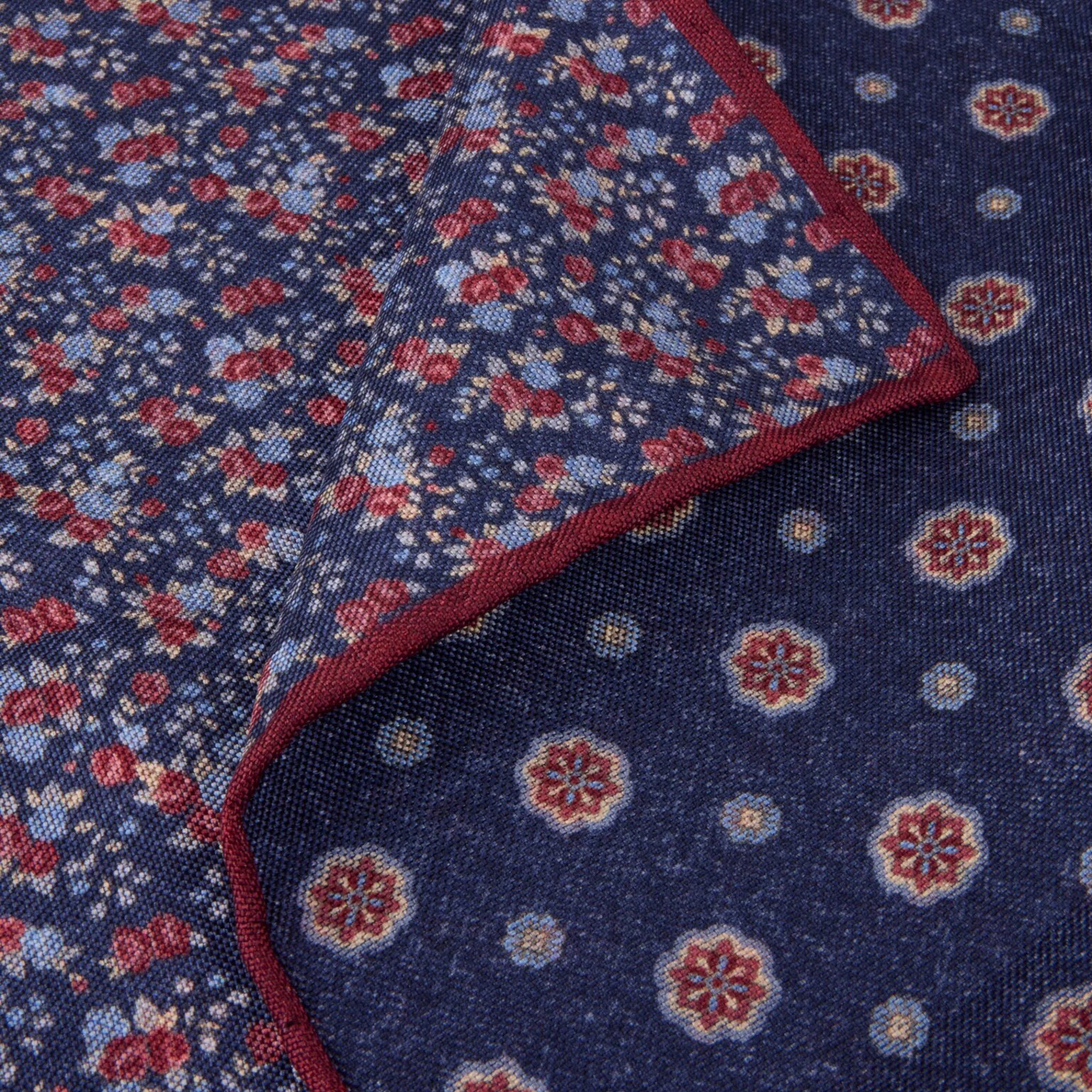 Blue & Red Patterned Silk Hankie - Stenströms - Image 4