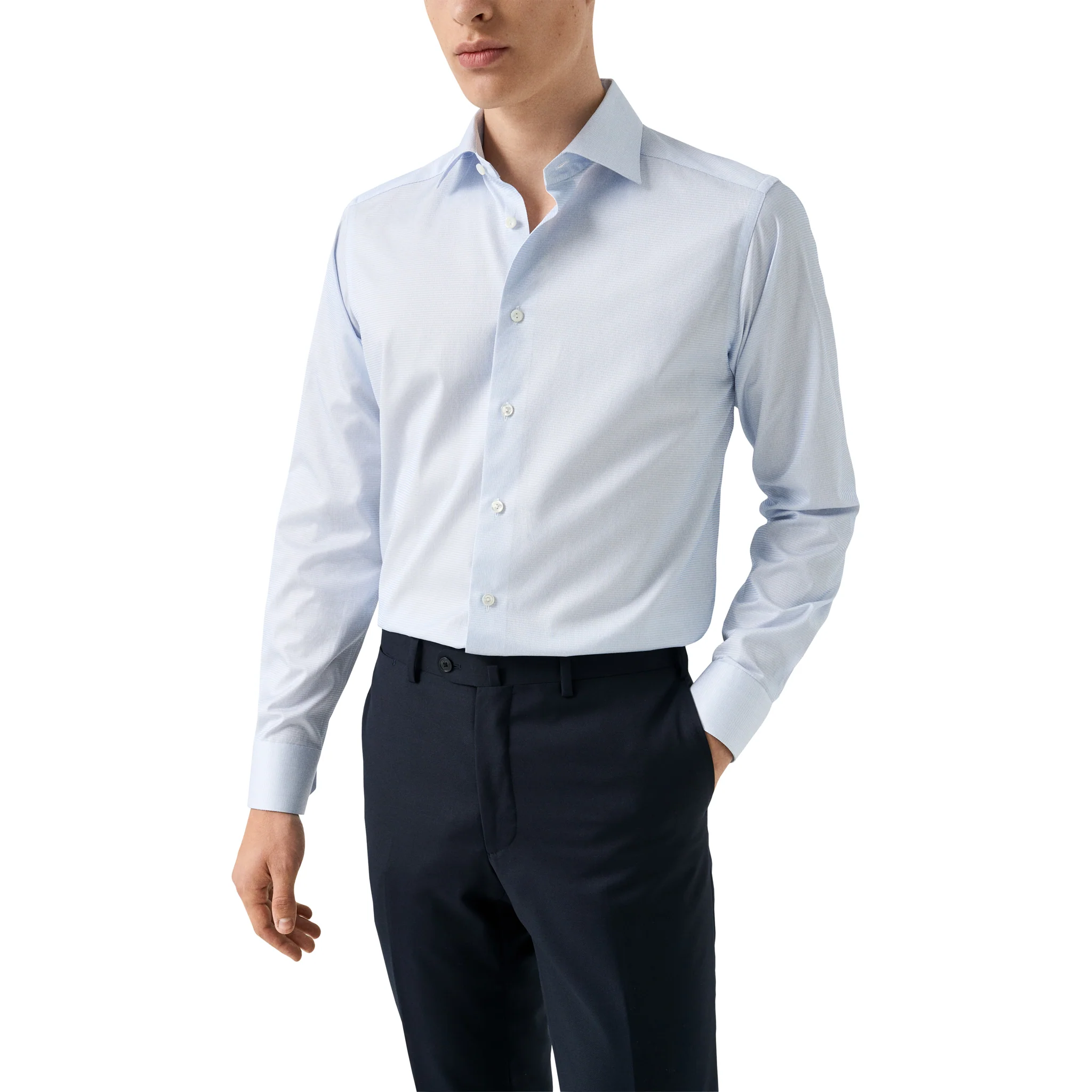 Blue Semi-Solid Supima 120 Elevated Twill Contemporary Fit Shirt - ETON - Image 3