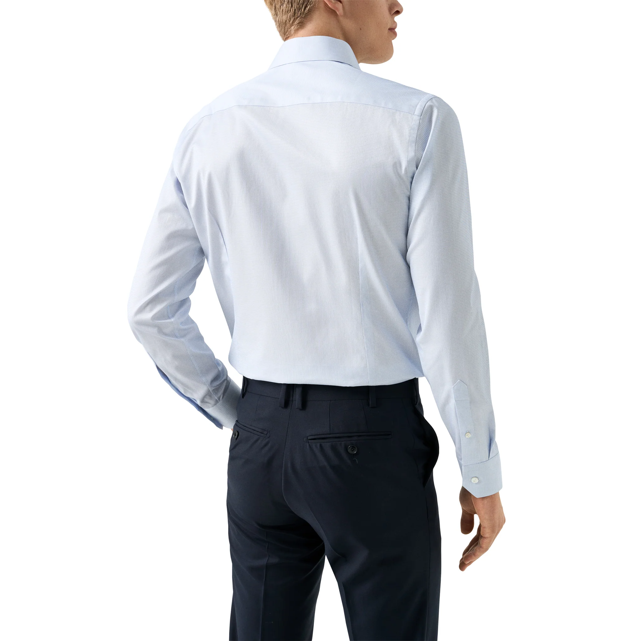 Blue Semi-Solid Supima 120 Elevated Twill Contemporary Fit Shirt - ETON - Image 4