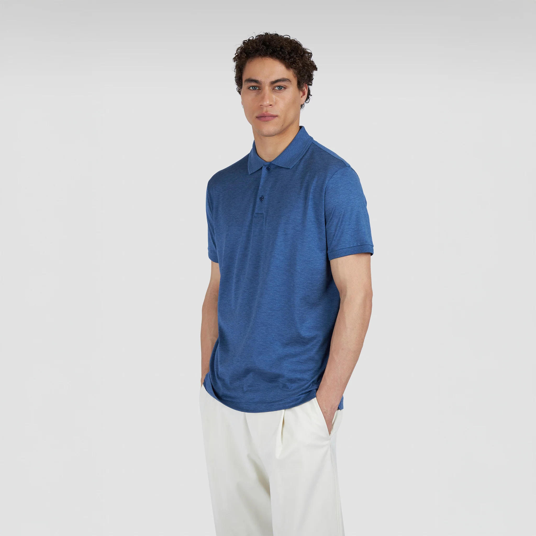 Mid Blue Silk-Cotton Polo Shirt - Paul & Shark